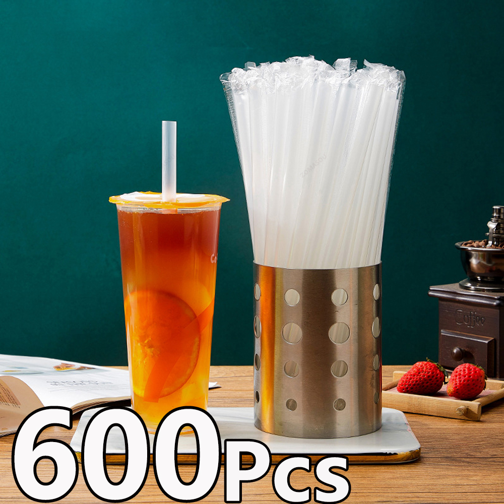 Home Bar Shelf - 100-600Pc White Jumbo Smoothie Straws Large