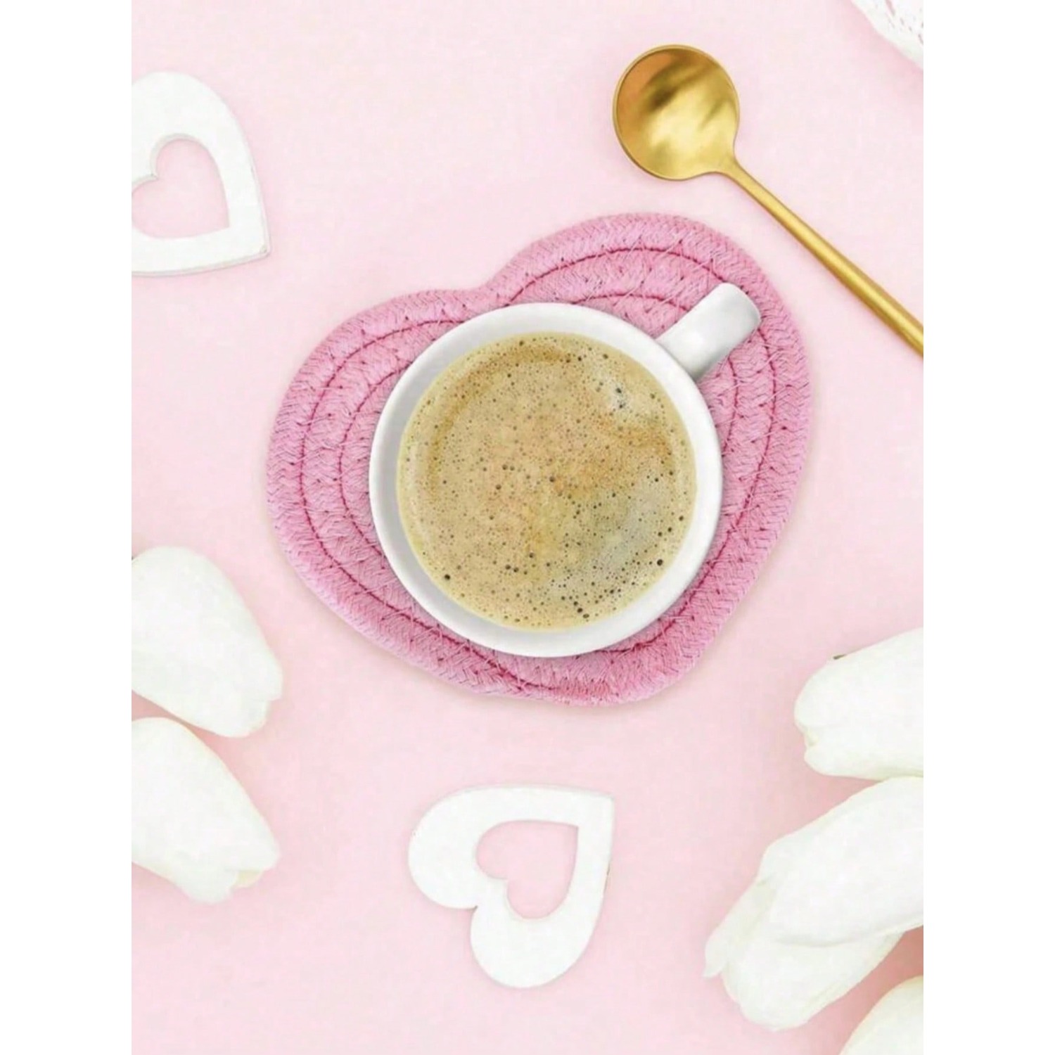 Home Bar Shelf - 4pcs Valentine's Day Heart Shaped Coasters