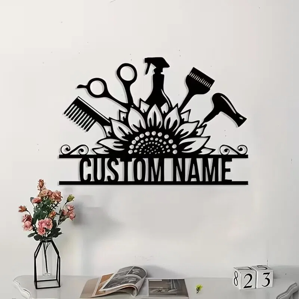 Home Barbershop - Custom Hair Stylist metal Nameplate -