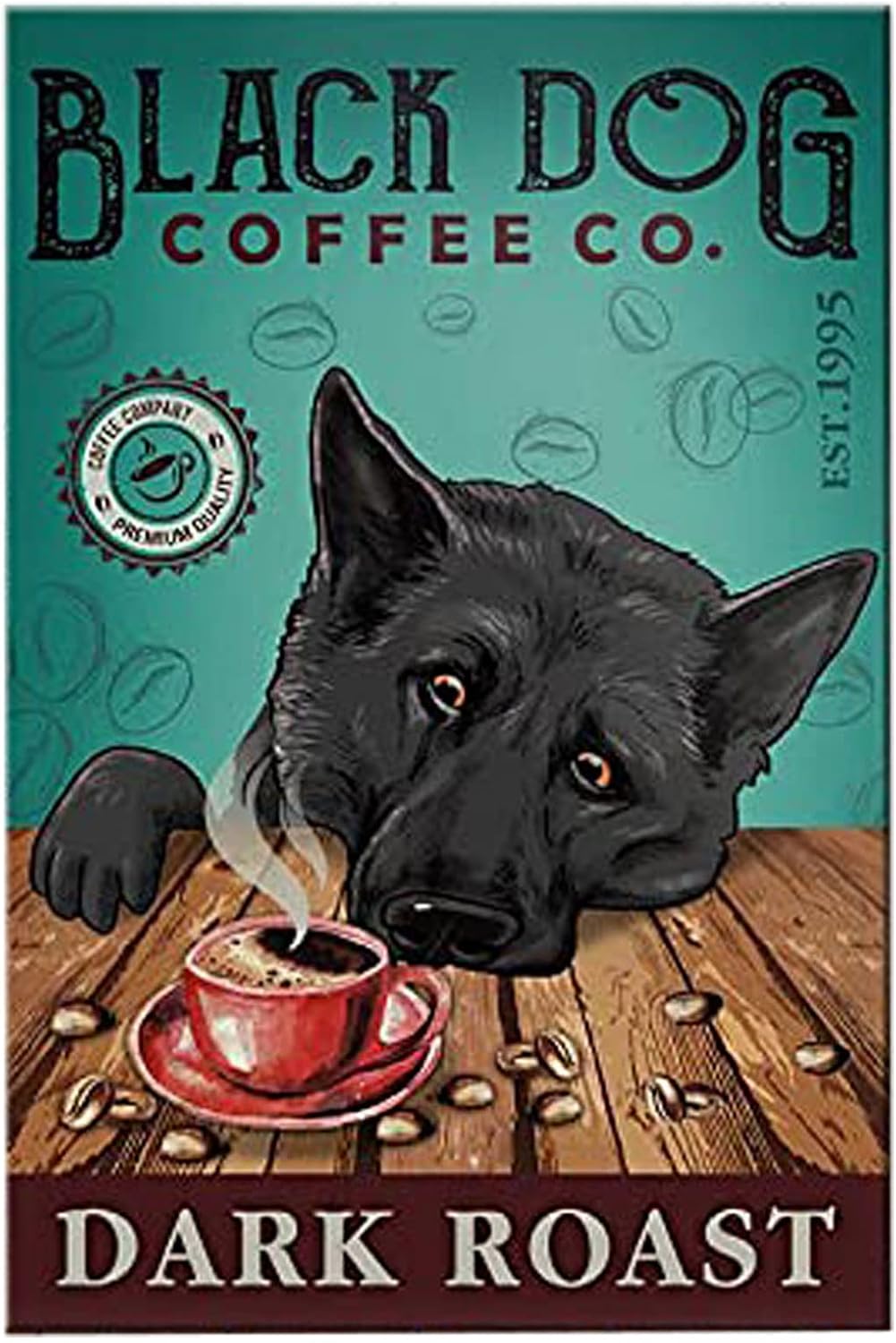 Home Bar And Coffee - Metal Sign Black German Shepherd Dog