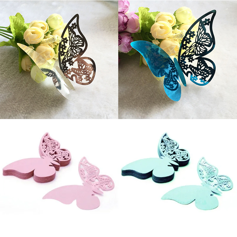 Cocktail Recipe Book - 50Pcs/lot 3D Butterfly Party Cards Table