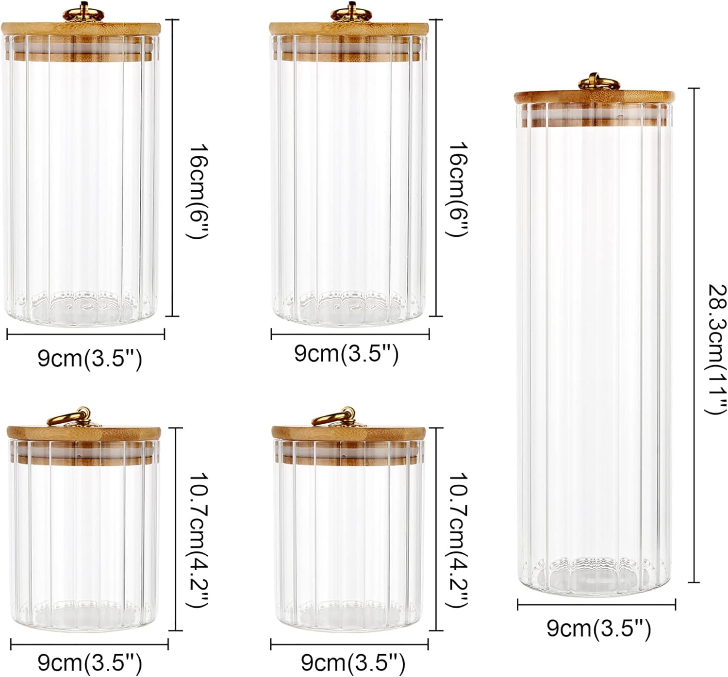Glass Storage Jars Set of 5, D - Home Bar And Kitchen のレビューと価格