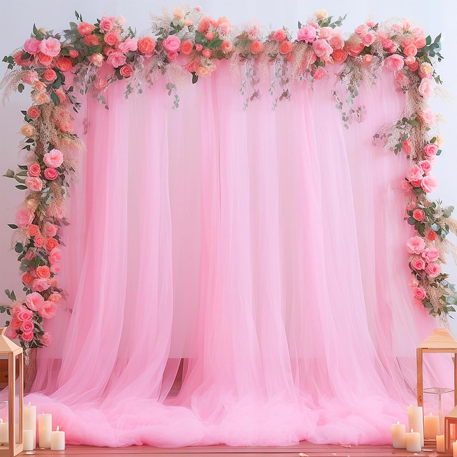 Pink Tulle Backdrop Curtain fo - Home Bargains のレビューと価格