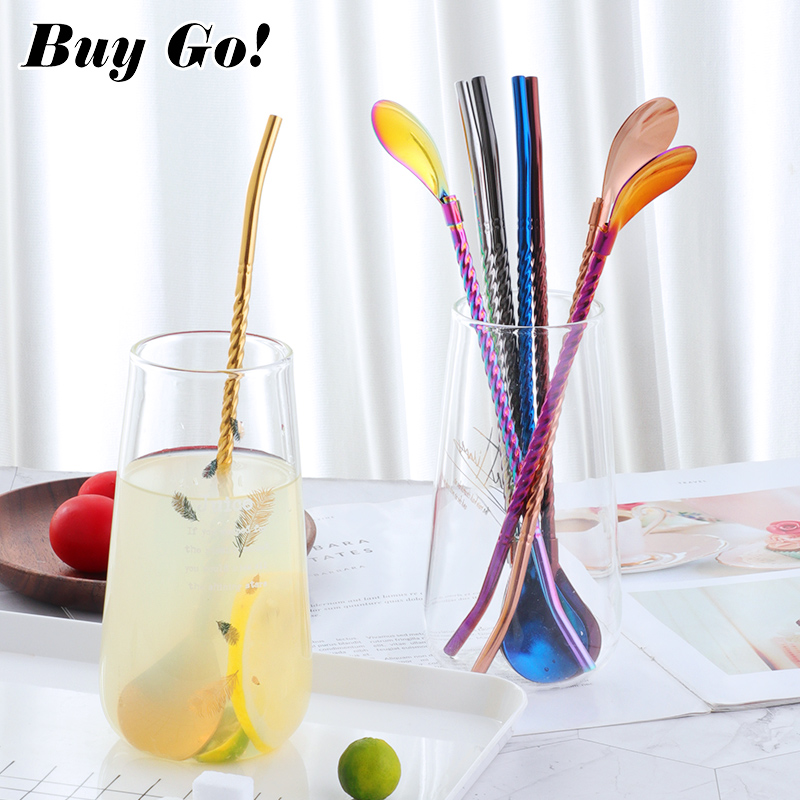 1PC Long Big Twisted Straw Spo - Bar Spoon Twisted のレビューと価格