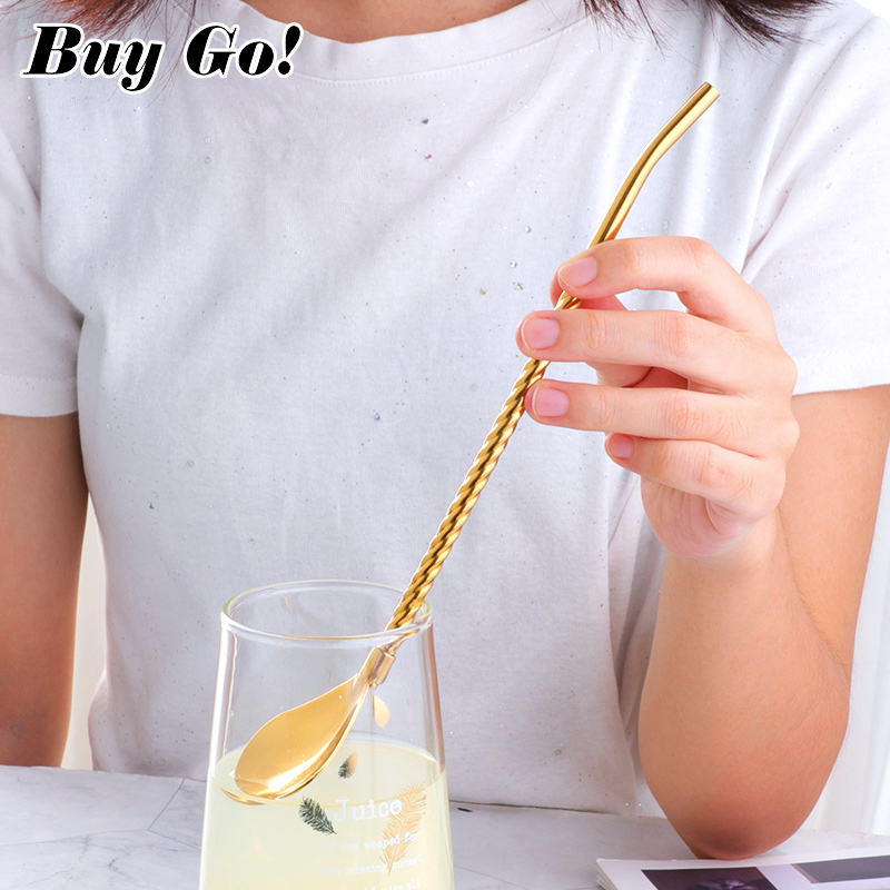 1PC Long Big Twisted Straw Spo - Bar Spoon Twisted のレビューと価格