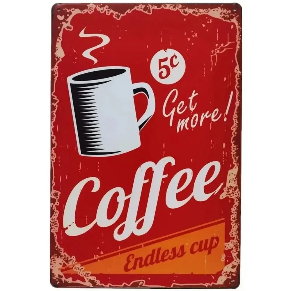 Plaque Metal Signs Drink Coffe - Home Bar And Coffee のレビューと価格