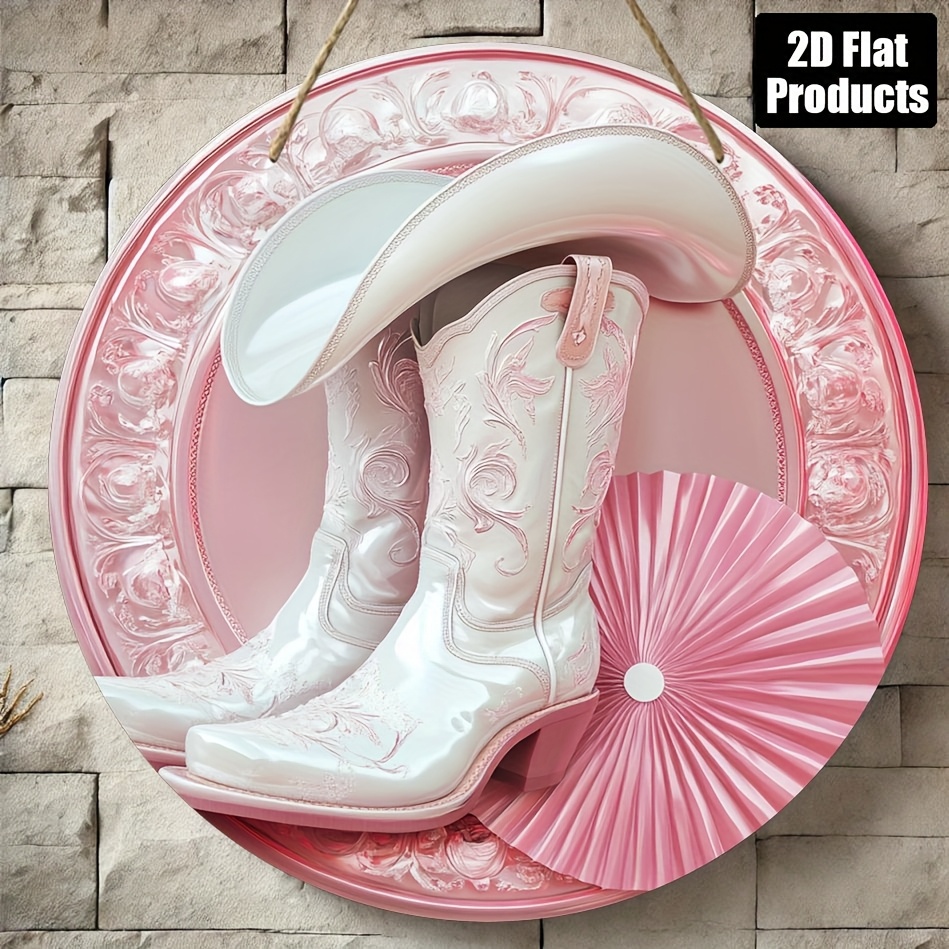 2D Metal Sign, Pink Cowboy Boo - Home Bar And Coffee のレビューと価格