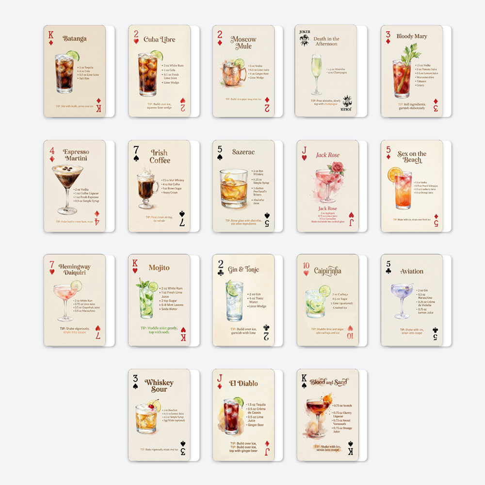 54pcs Cocktail Recipes Playing - Cocktail Recipe Book のレビューと価格