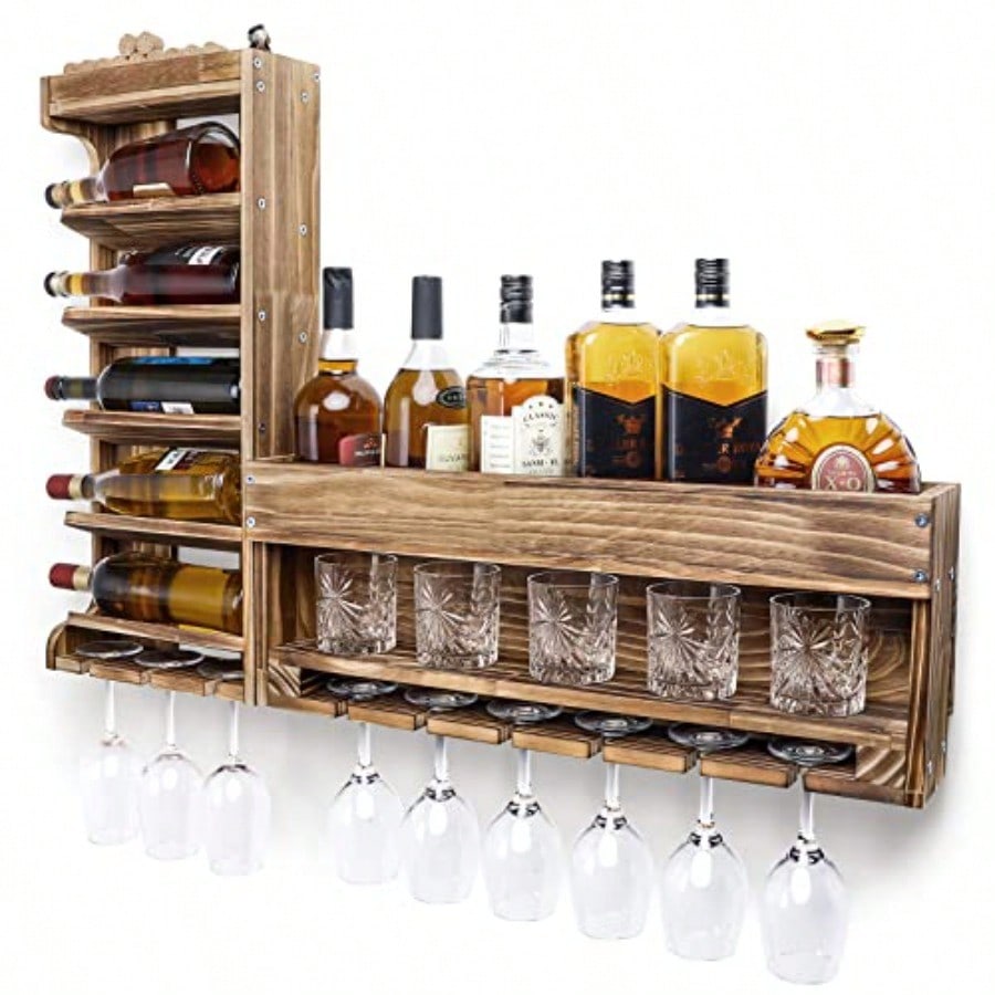Wine Rack Wall Mounted WoodAlc - Home Bar Shelf のレビューと価格