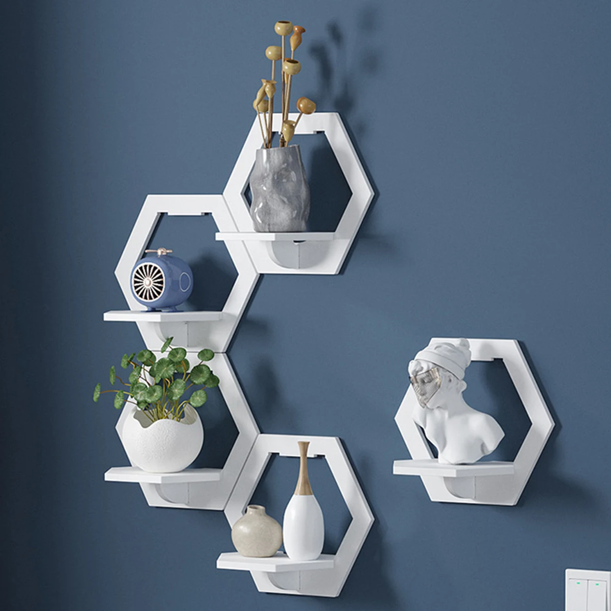 3Pcs Hexagon Wall Shelf Punch  - Home Bar Shelves のレビューと価格