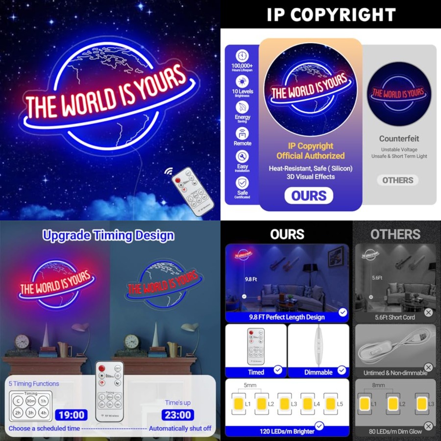 The World Is Yours Neon Sign,  - Home Bar Signs のレビューと価格
