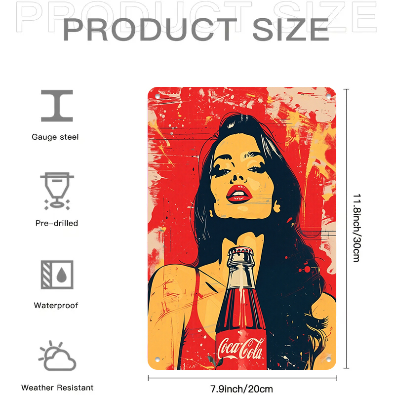 1PC 2D flat vintage Coca Cola  - Home Bar And Coffee のレビューと価格