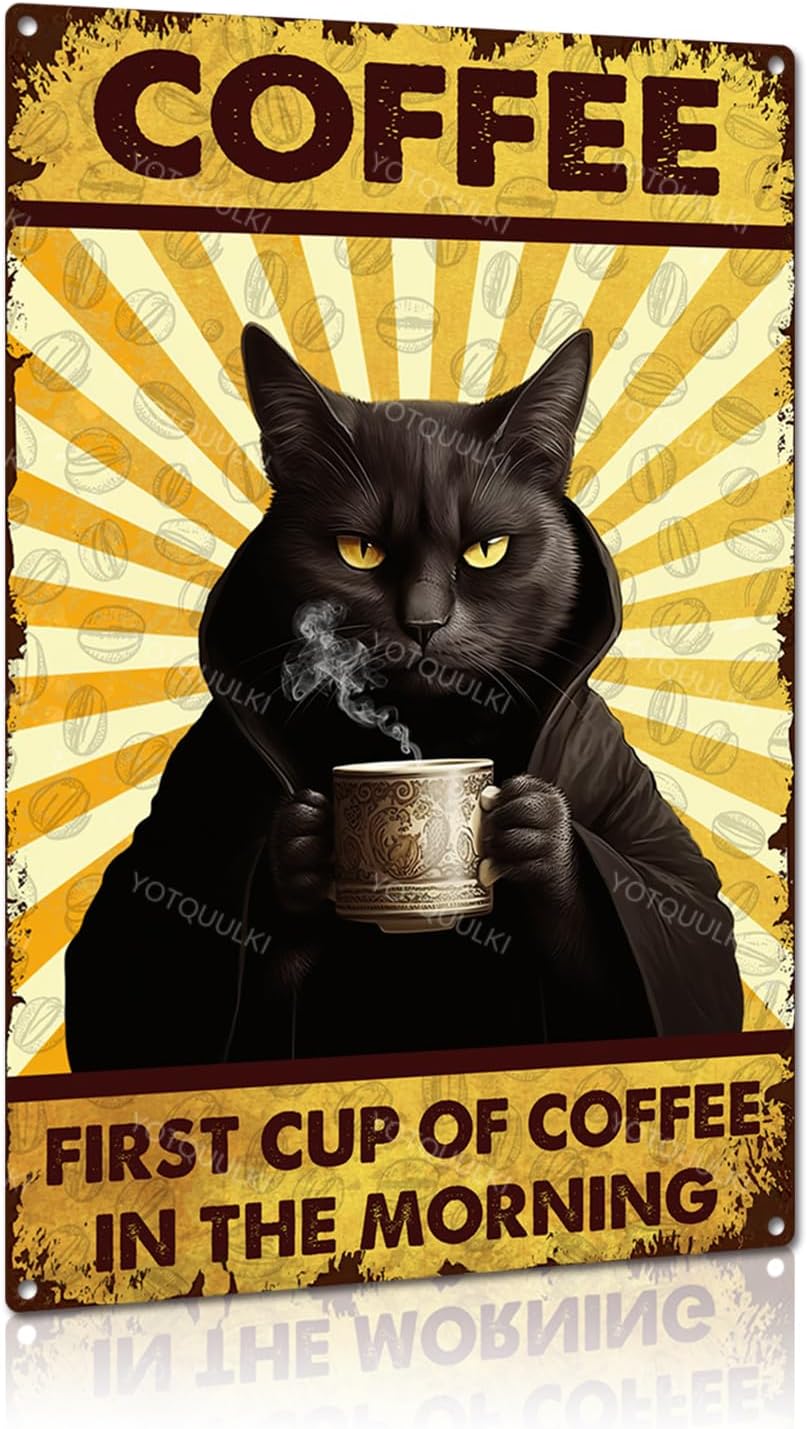 Funny Black Cat Coffee Tin Sig - Home Bar And Coffee のレビューと価格