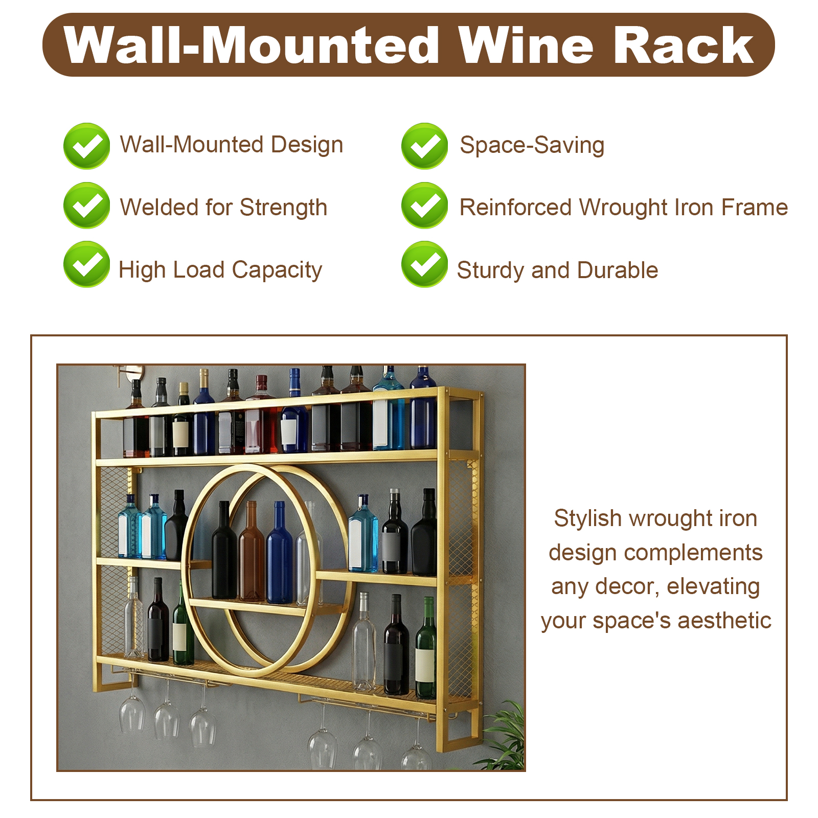 Wine Glass Rack Floating Bar S - Home Bar Shelf のレビューと価格