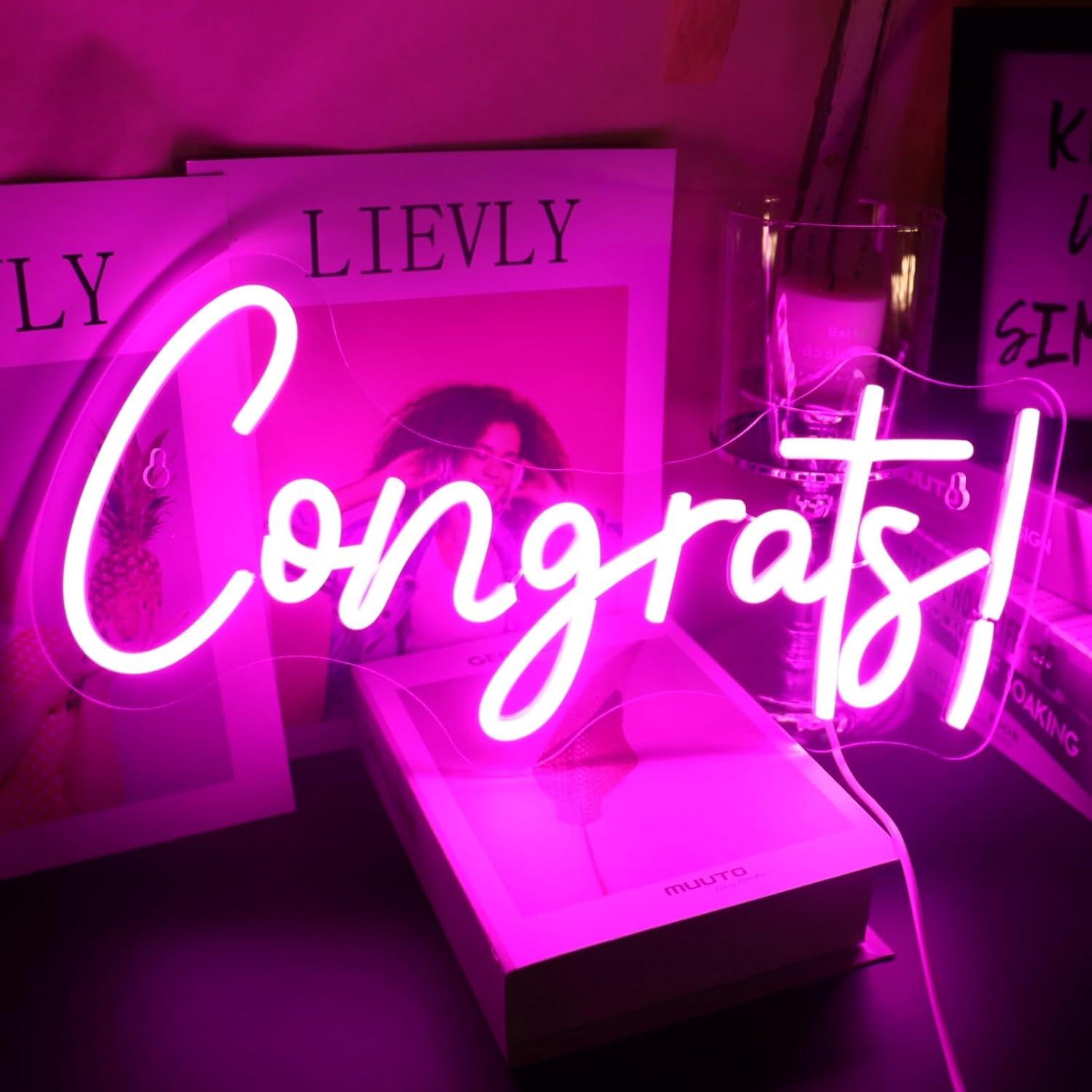 Congrats Neon Sign LED Word Li - Home Bar Signs のレビューと価格