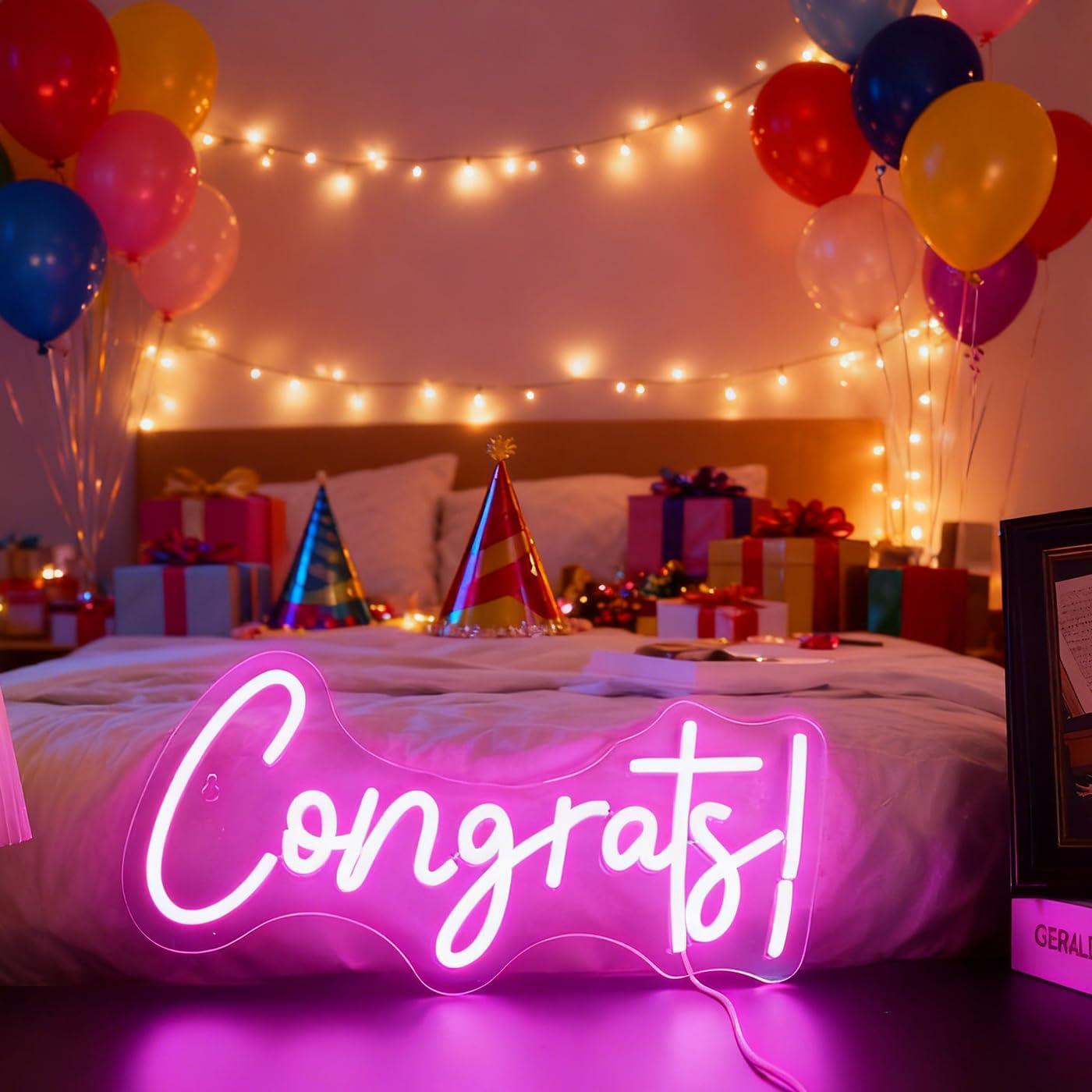 Congrats Neon Sign LED Word Li - Home Bar Signs のレビューと価格