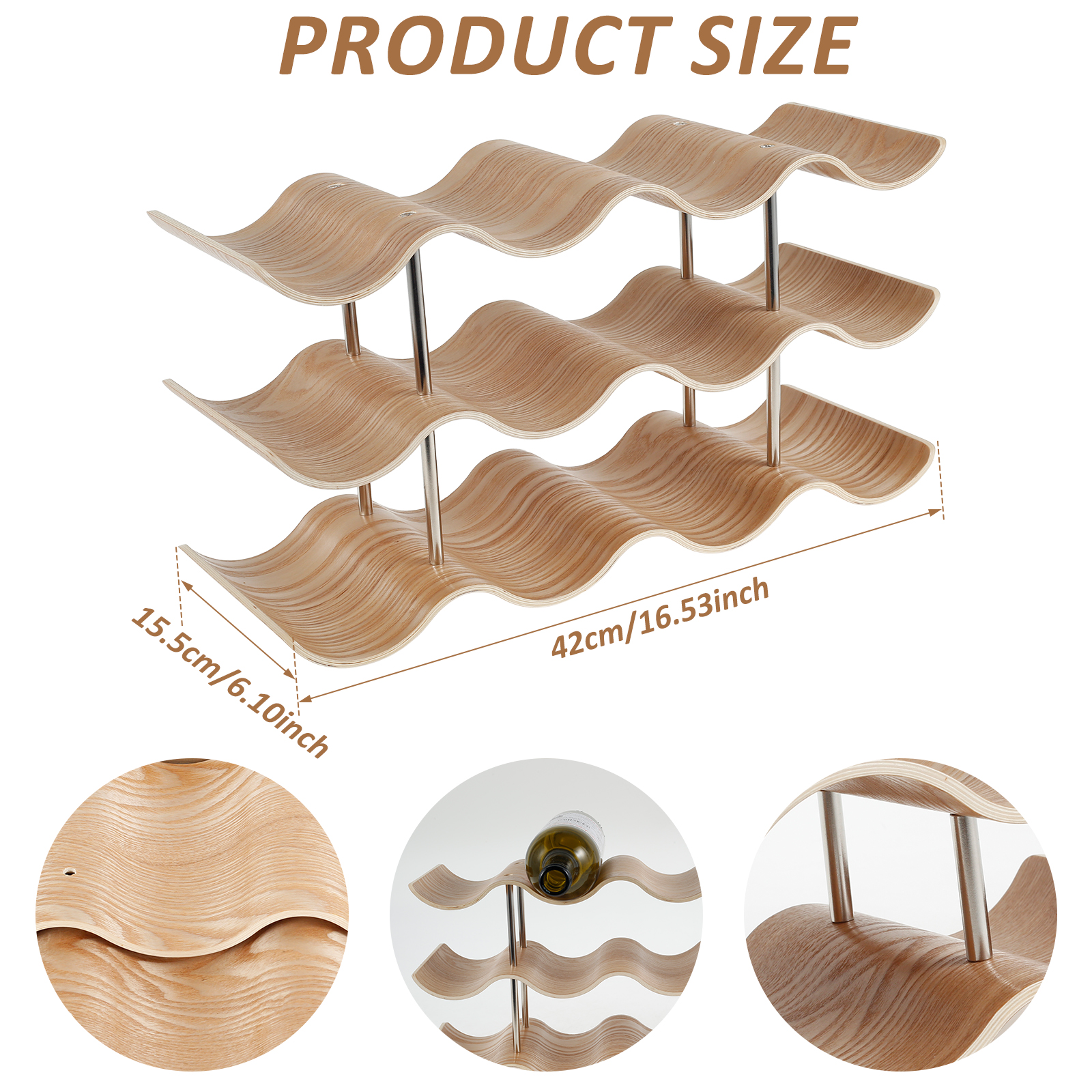 2/3-Tier Wooden Wine Rack Wavy - Home Bar And Cabinet のレビューと価格