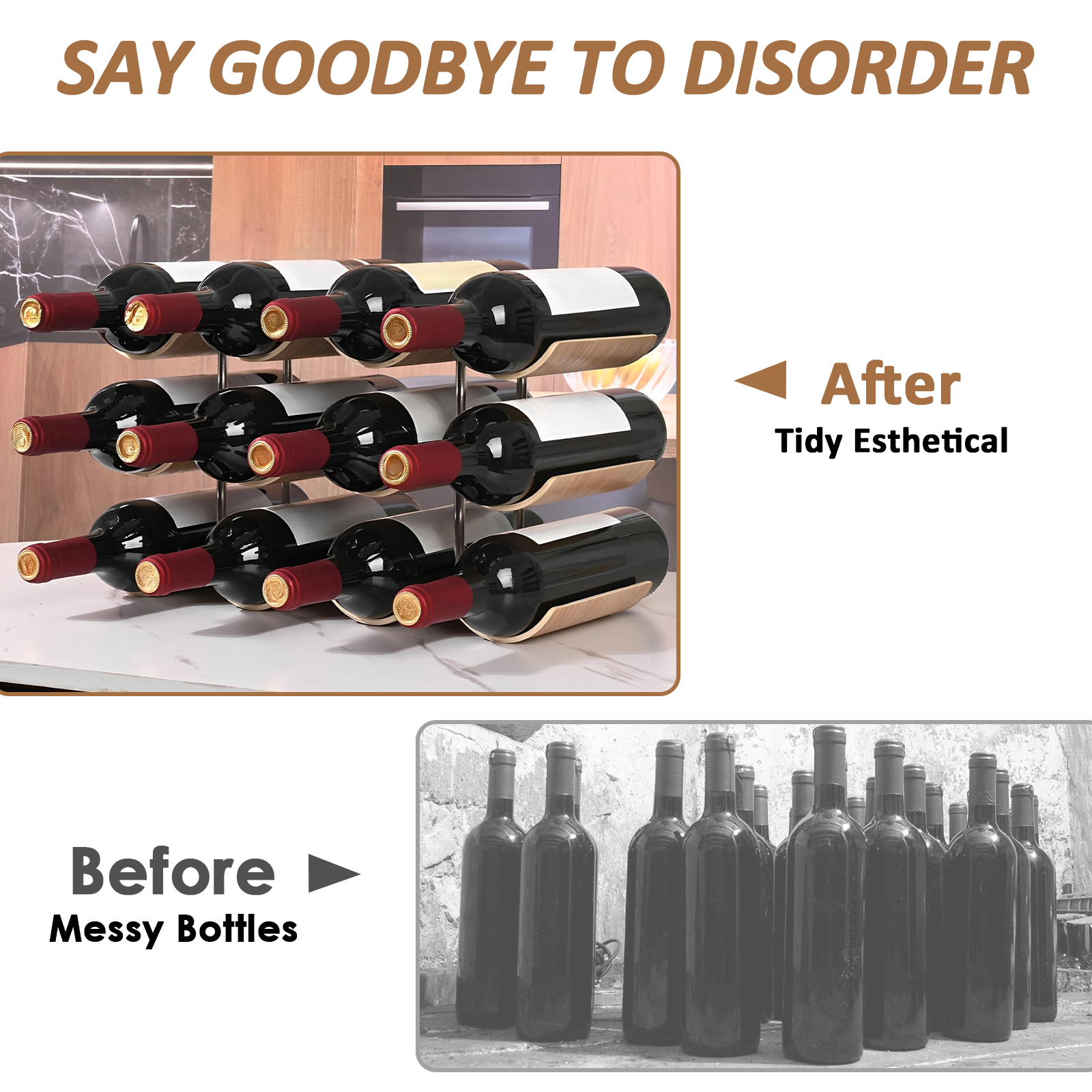 2/3-Tier Wooden Wine Rack Wavy - Home Bar And Cabinet のレビューと価格
