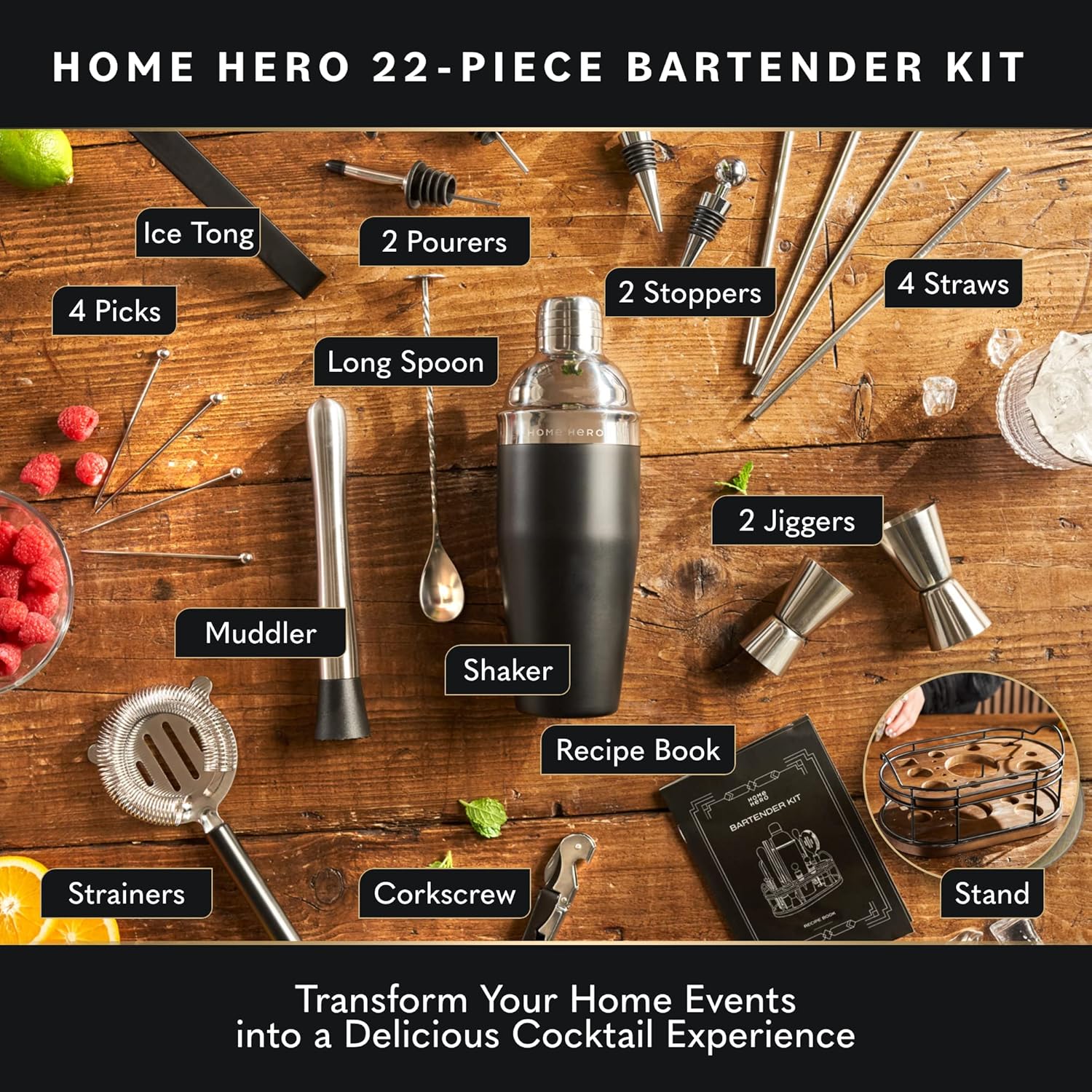 Bartender Kit - 22-Piece Cockt - Cocktail Recipe Book のレビューと価格