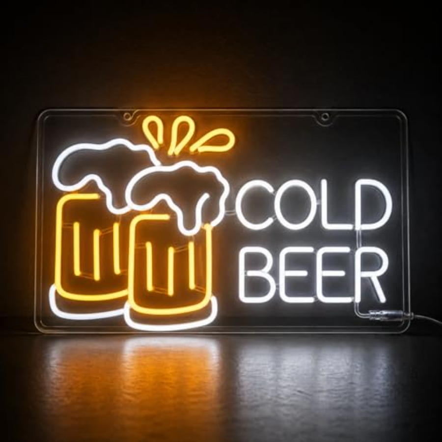 Cold Beer Neon Sign for Busine - Home Bar Signs のレビューと価格