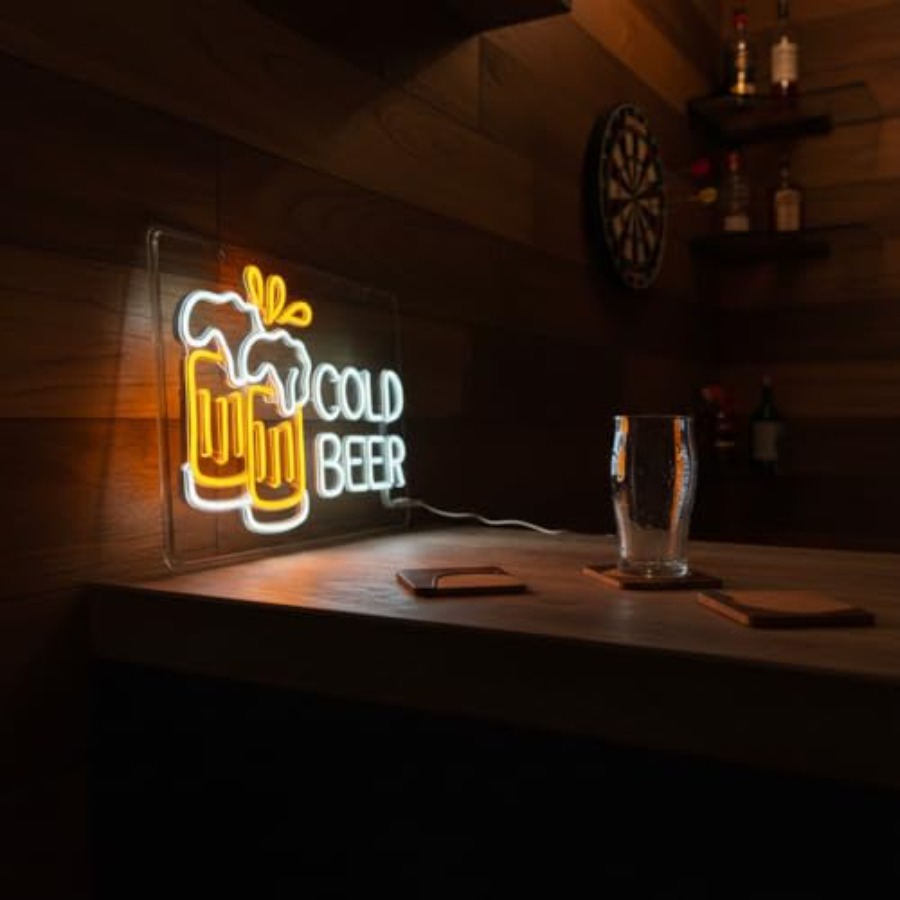 Cold Beer Neon Sign for Busine - Home Bar Signs のレビューと価格