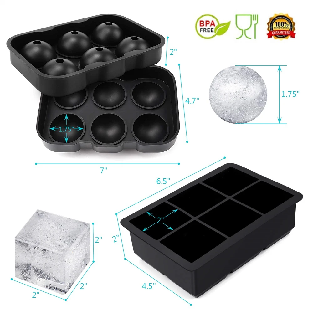 6 Grid Round Square Ice Cube B - Ice Mold Sphere のレビューと価格