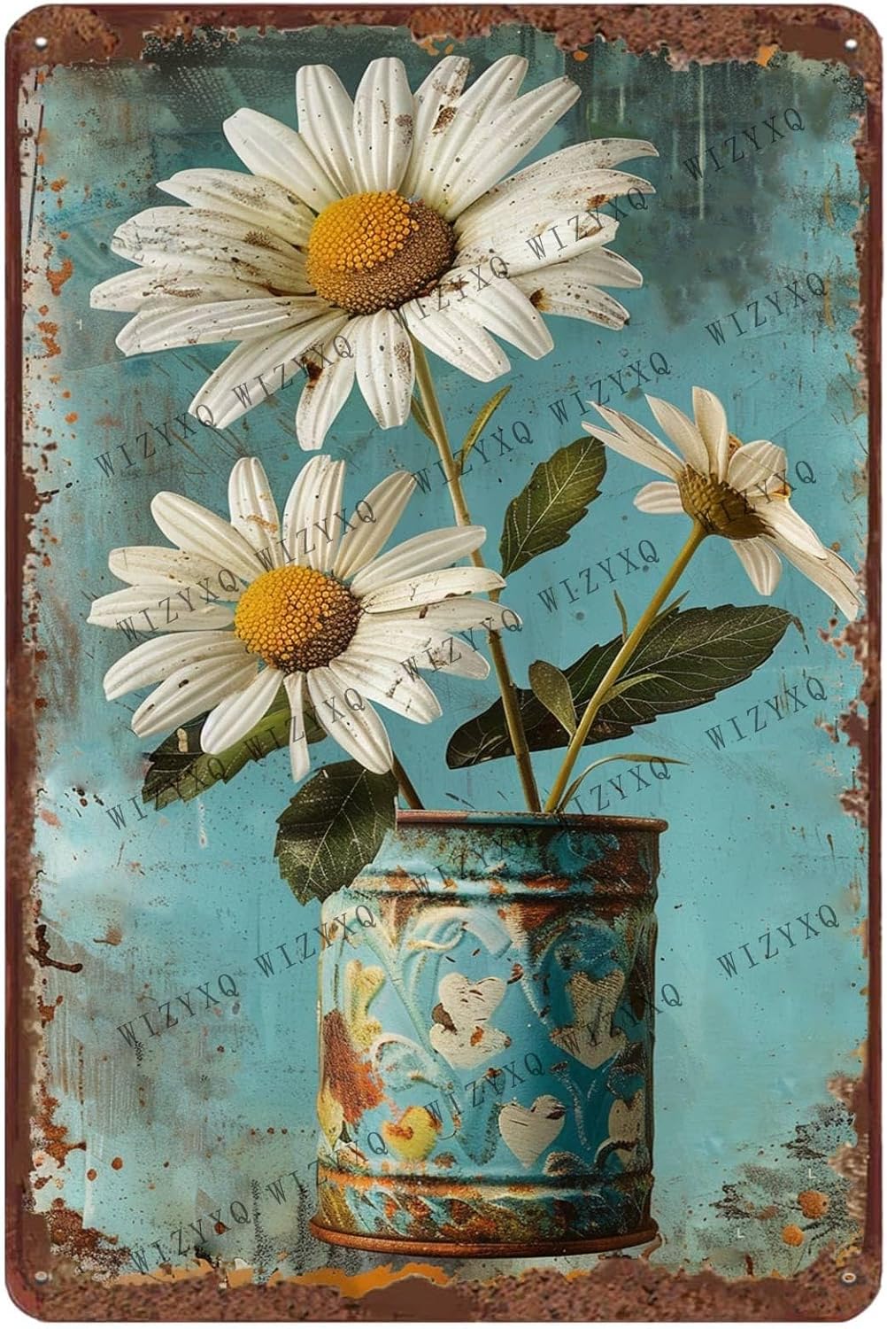 Metal Signs White Daisy Flower - Home Bar And Kitchen のレビューと価格