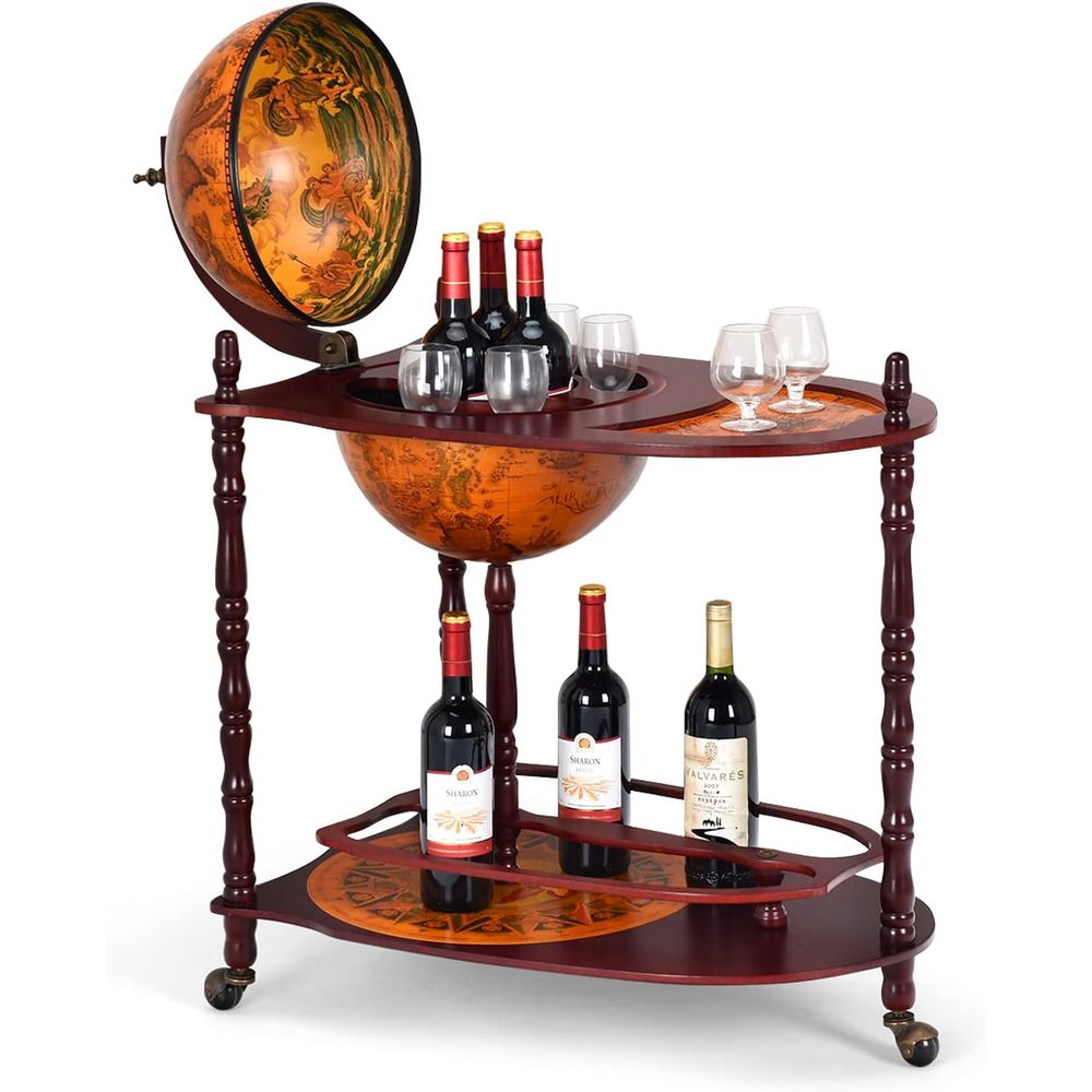 Vintage 34.5 Wheeled Globe Bar - Home Bar Shelf のレビューと価格