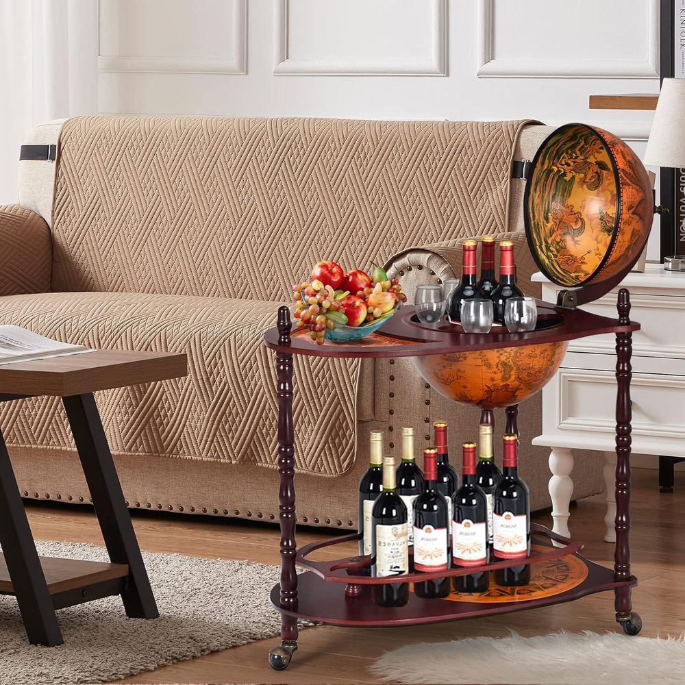 Vintage 34.5 Wheeled Globe Bar - Home Bar Shelf のレビューと価格