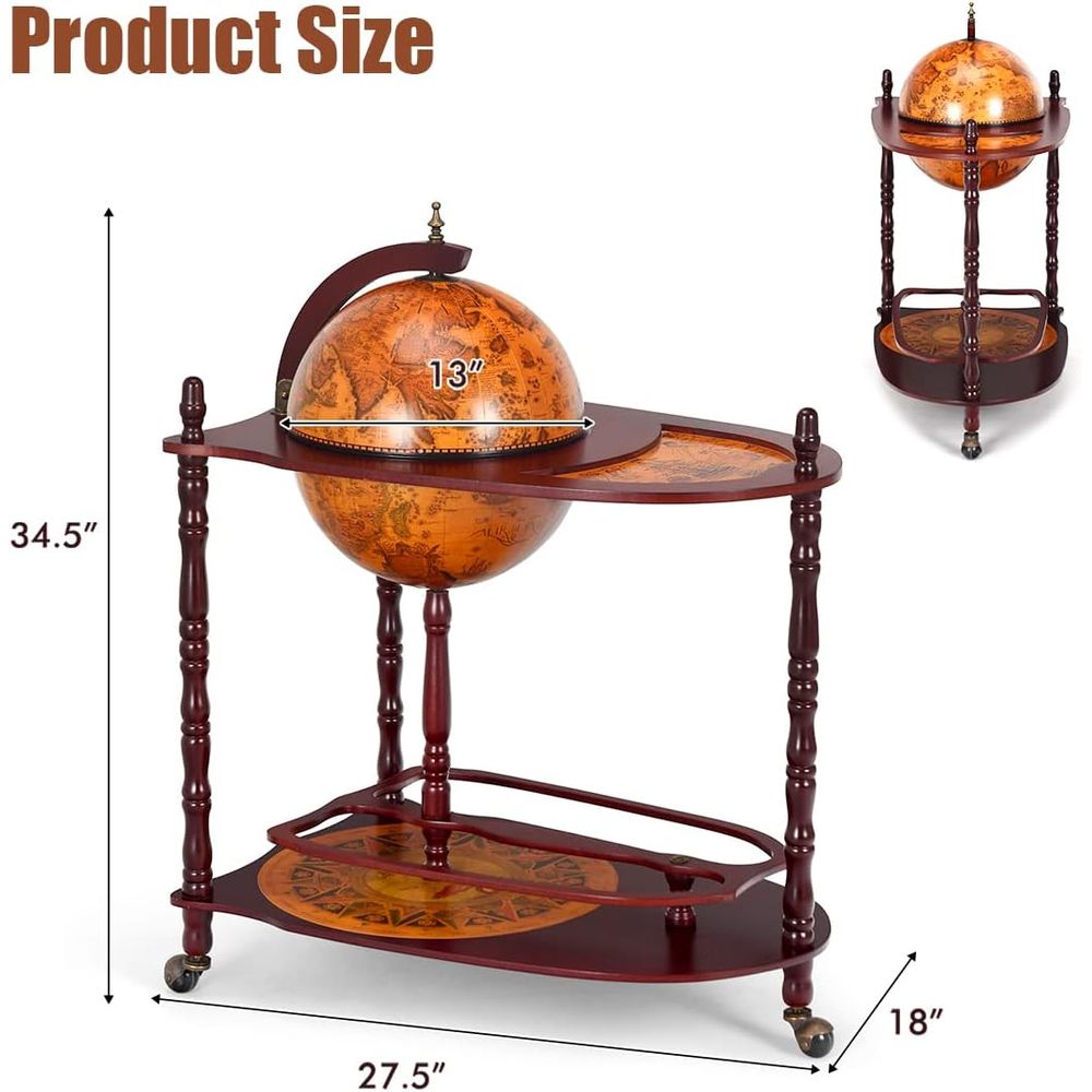 Vintage 34.5 Wheeled Globe Bar - Home Bar Shelf のレビューと価格