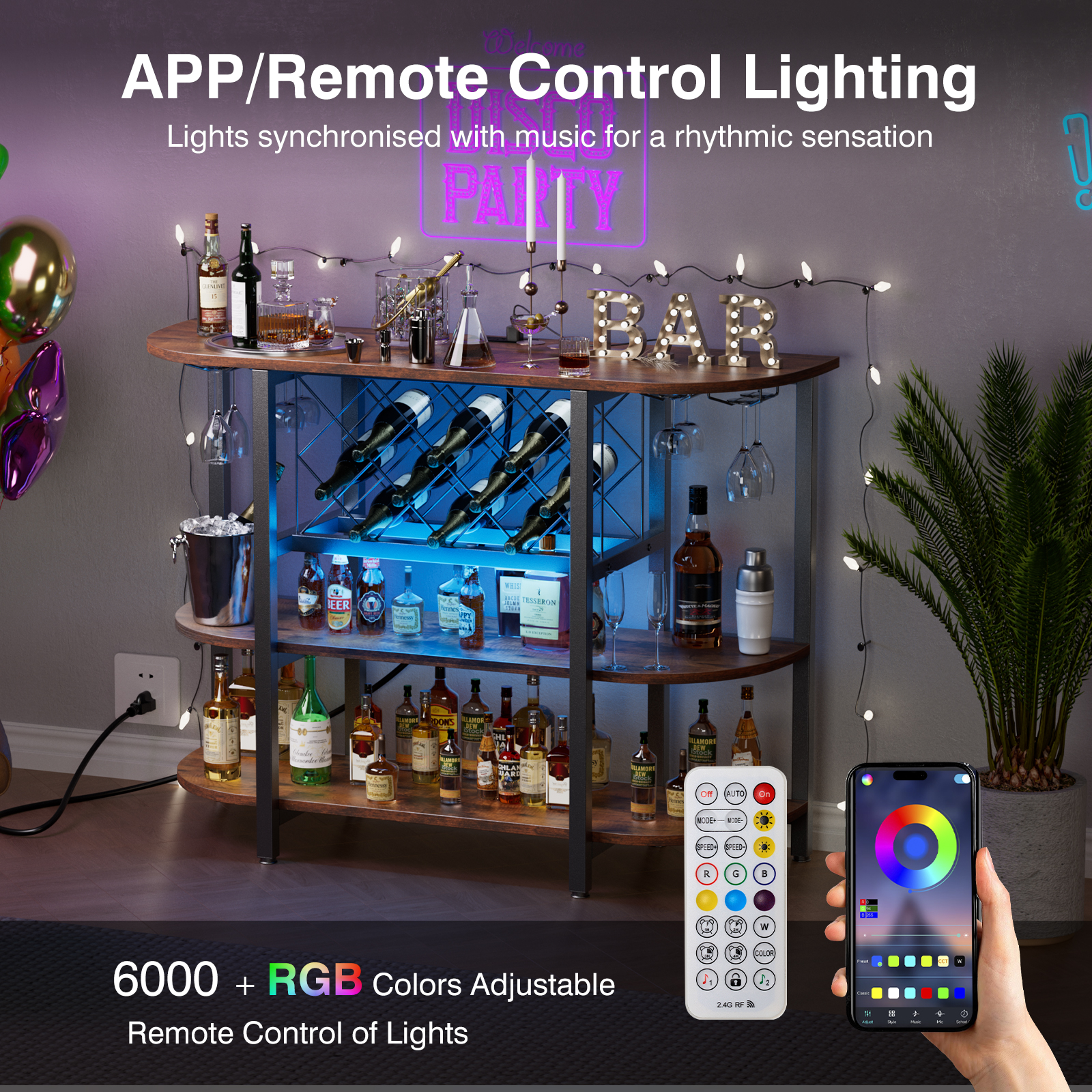 JHK LED Home Bar Cabinet with  - Home Bar And Cabinet のレビューと価格