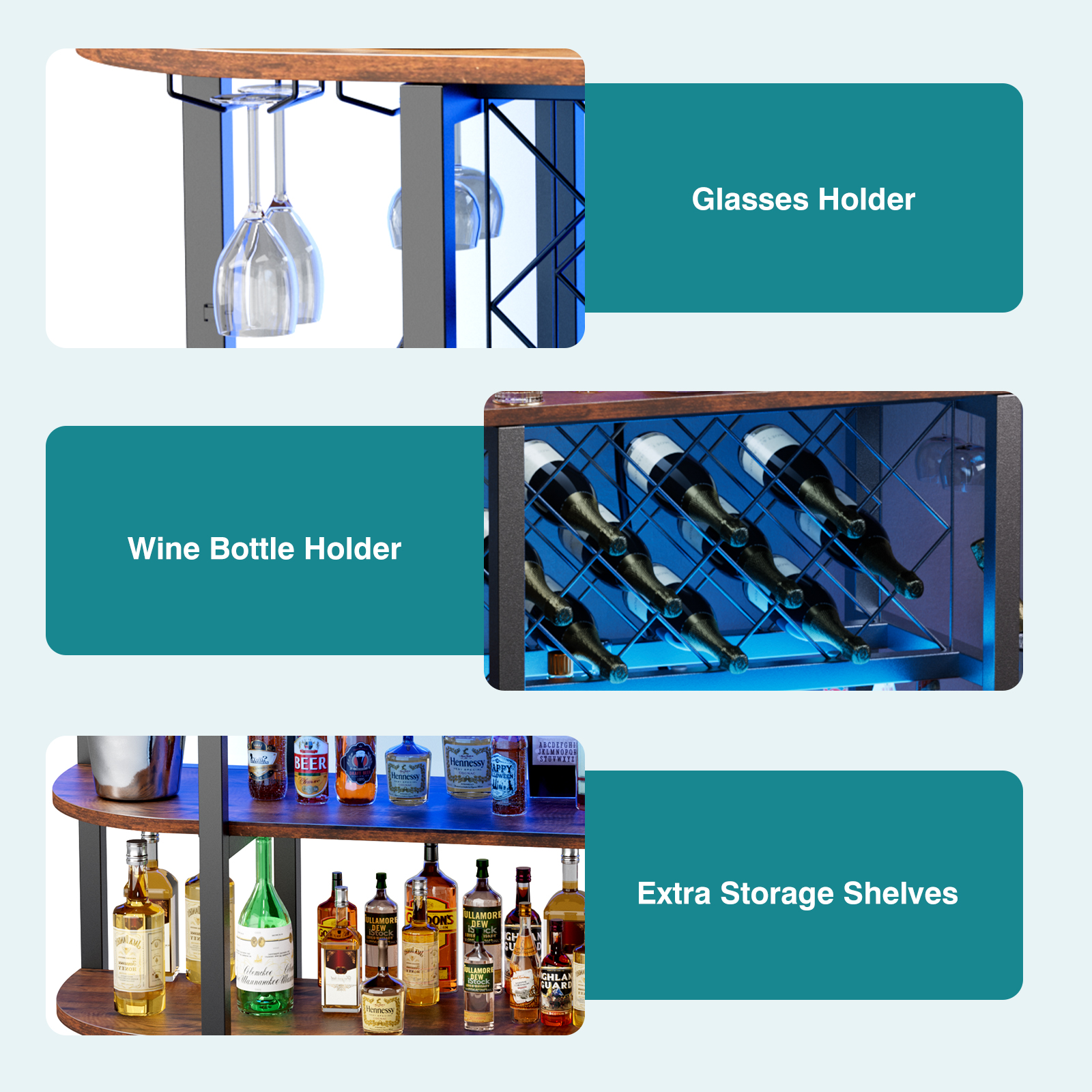 JHK LED Home Bar Cabinet with  - Home Bar And Cabinet のレビューと価格