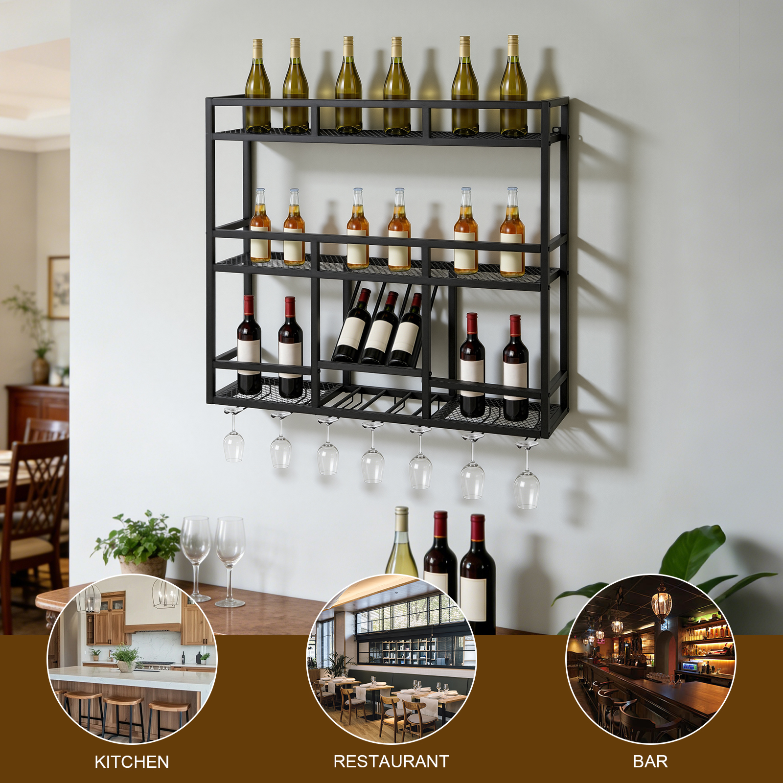 3 Tiers Bar Liquor Bottle Disp - Home Bar Shelf のレビューと価格