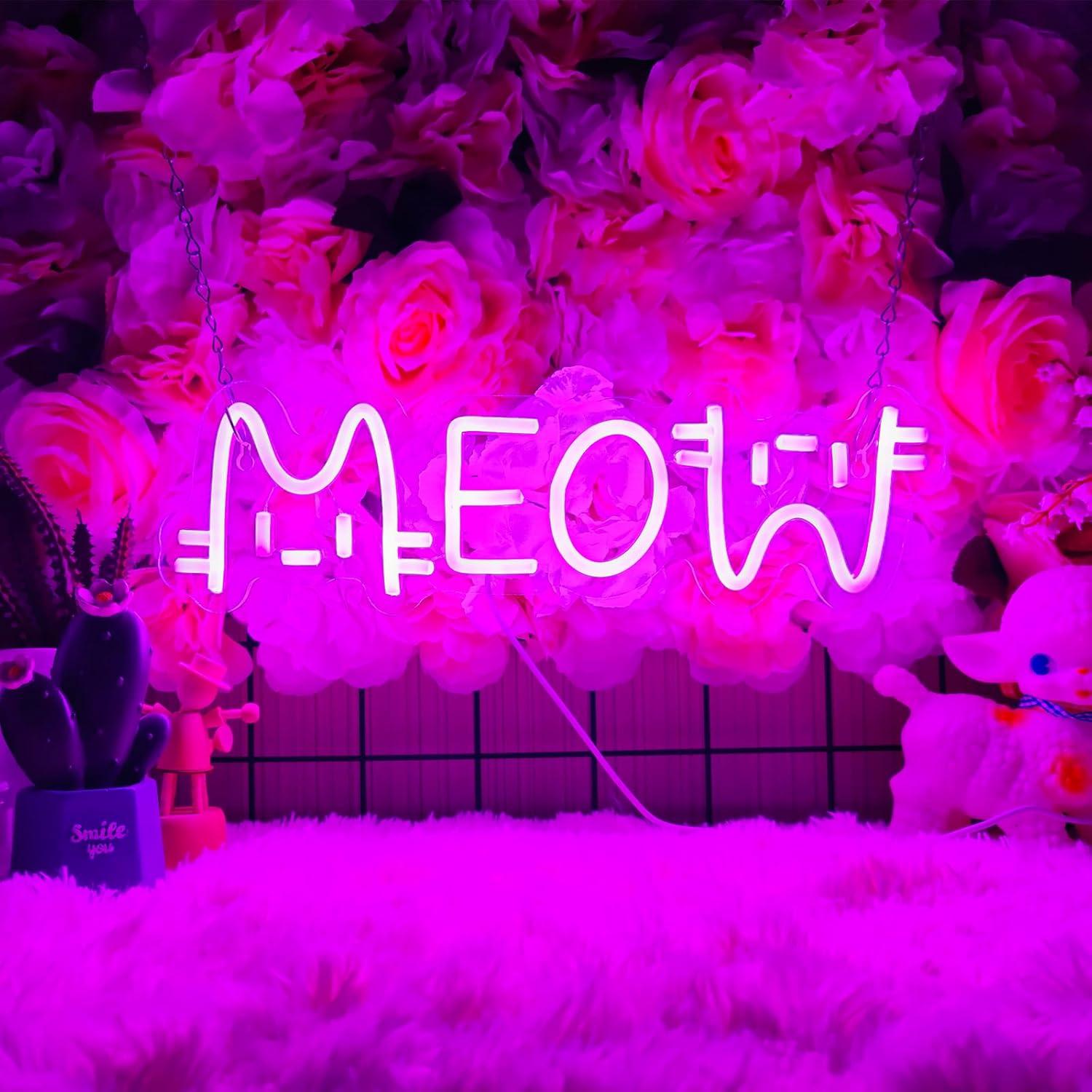 Meow Neon Sign Cat USB Powered - Home Bar And Restaurant のレビューと価格