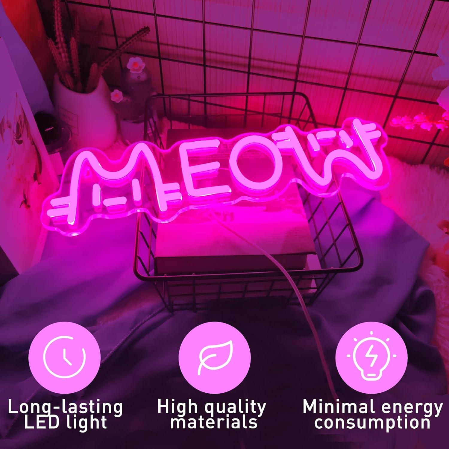 Meow Neon Sign Cat USB Powered - Home Bar And Restaurant のレビューと価格