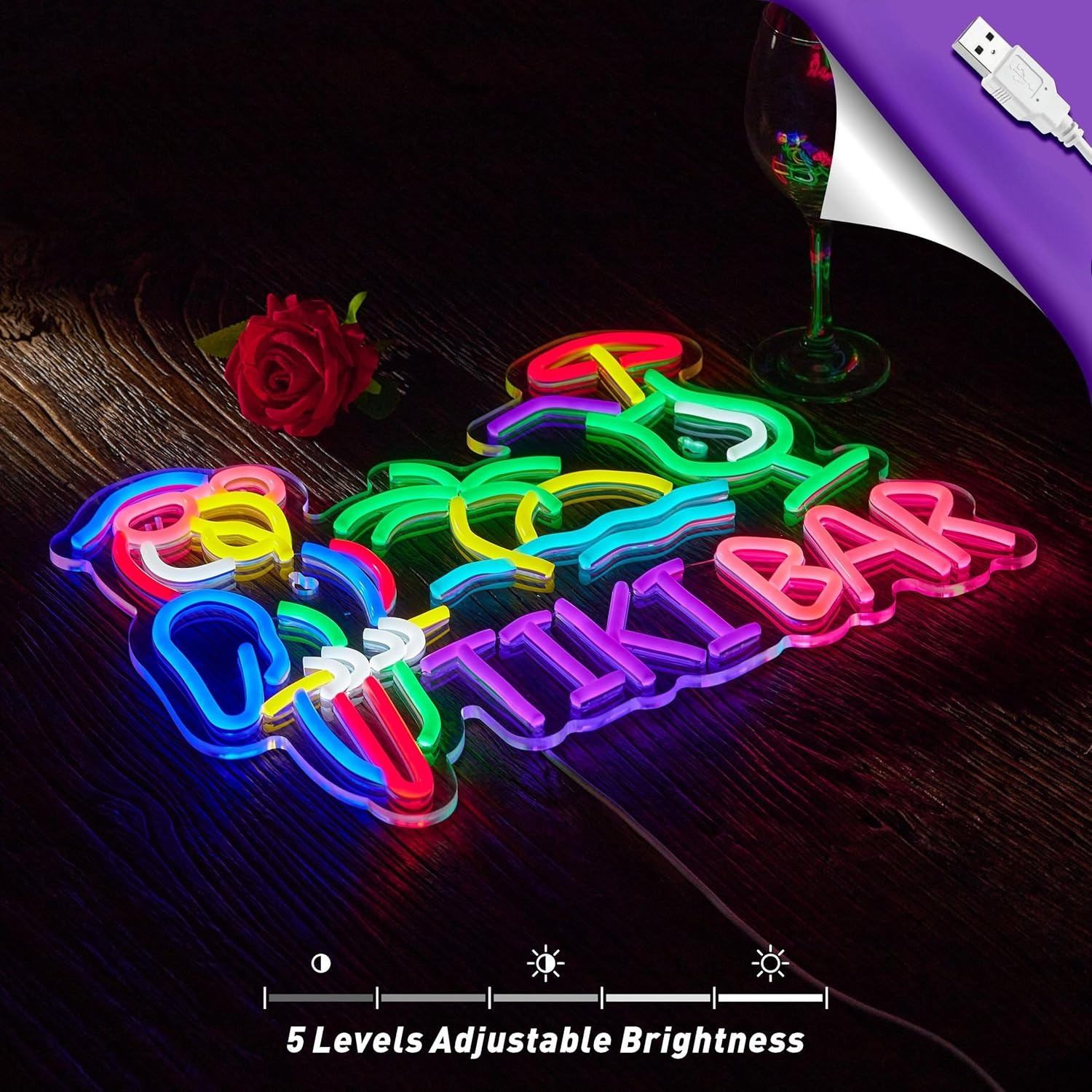 Tiki Bar Parrot Palm Tree Neon - Home Bar Signs のレビューと価格