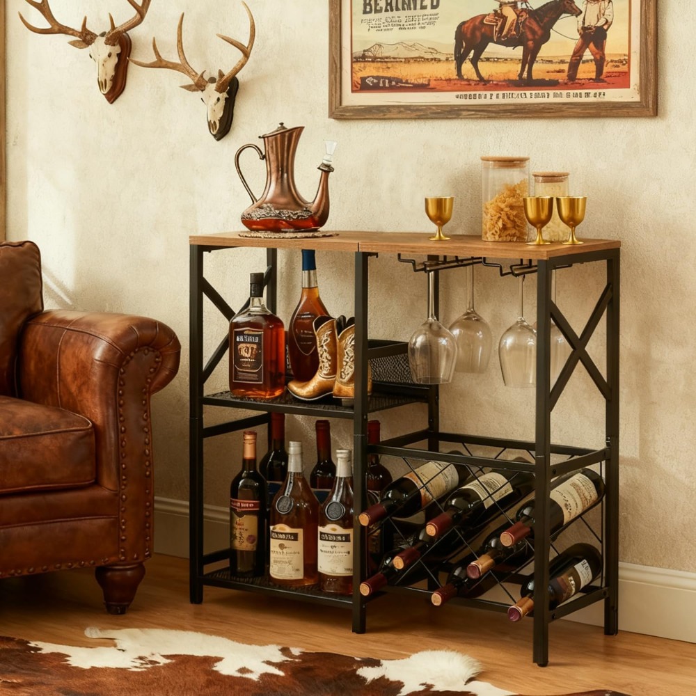 Rustic Freestanding Wine Rack  - Home Bar Shelf のレビューと価格