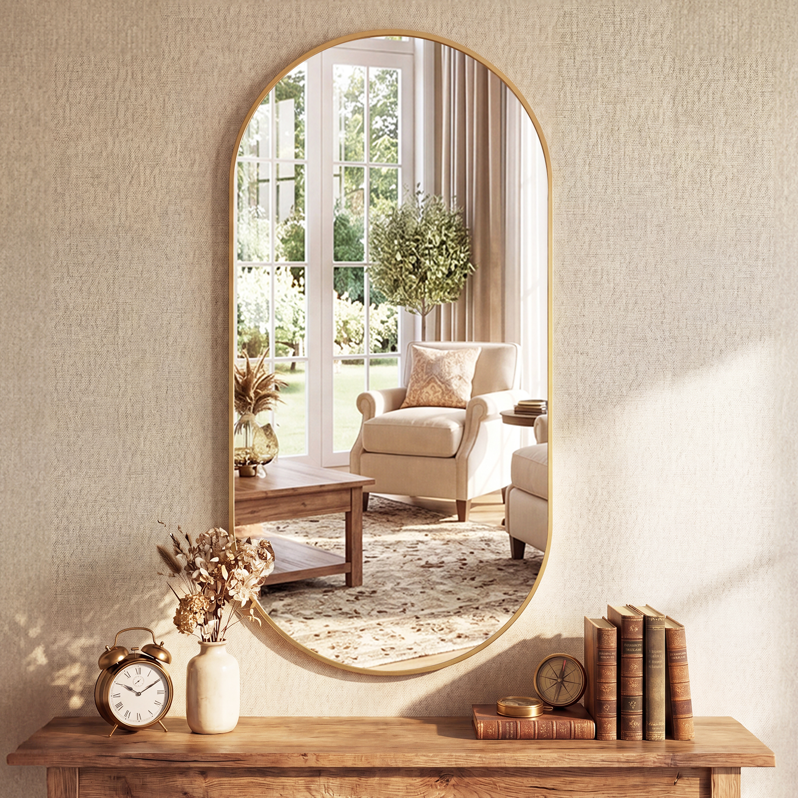 JHK Oval Wall Mirror with Meta - Home Bargains のレビューと価格