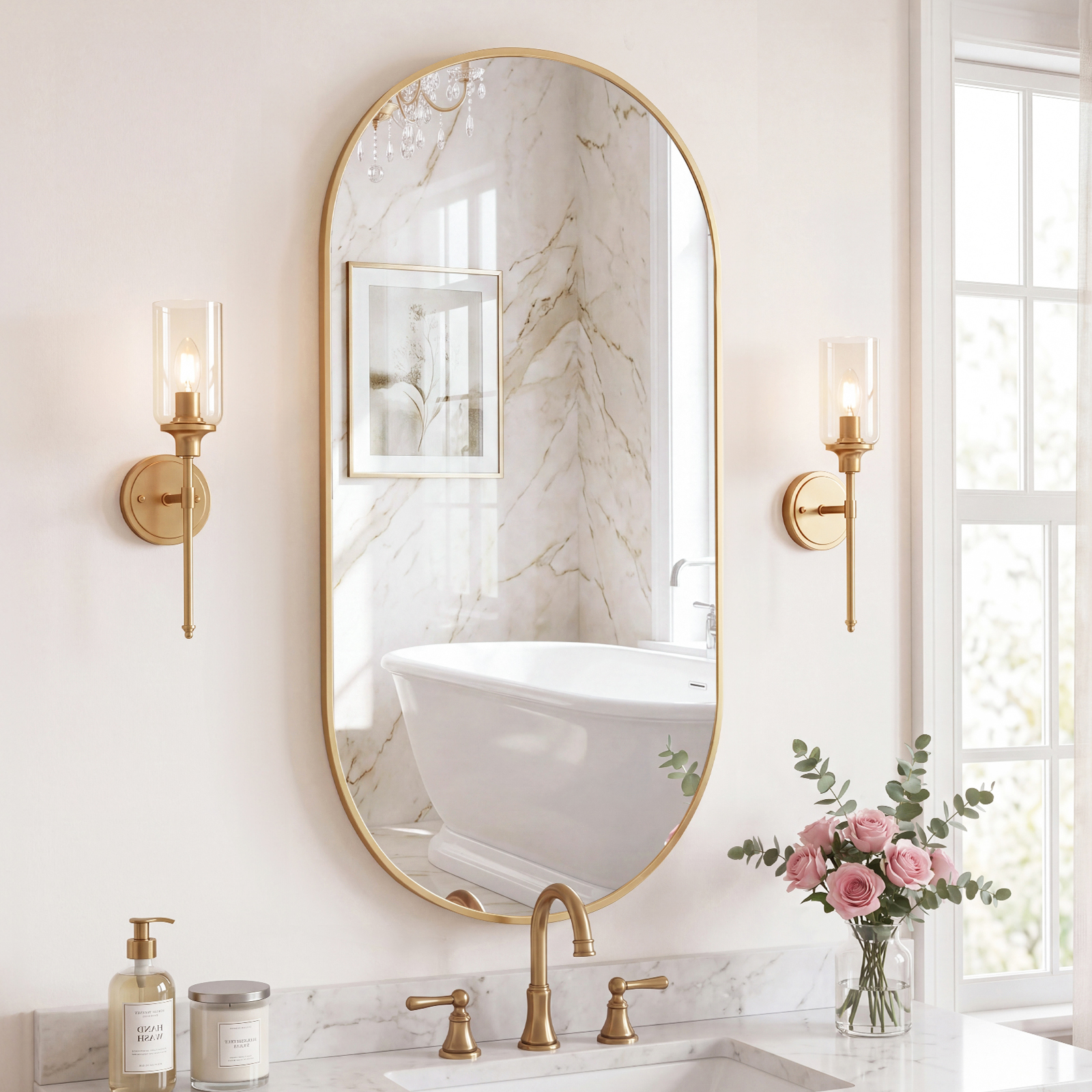 JHK Oval Wall Mirror with Meta - Home Bargains のレビューと価格