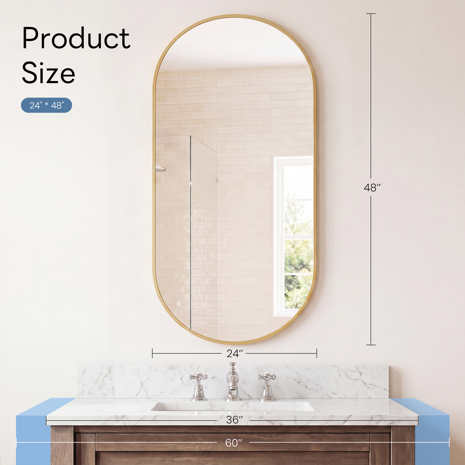 JHK Oval Wall Mirror with Meta - Home Bargains のレビューと価格