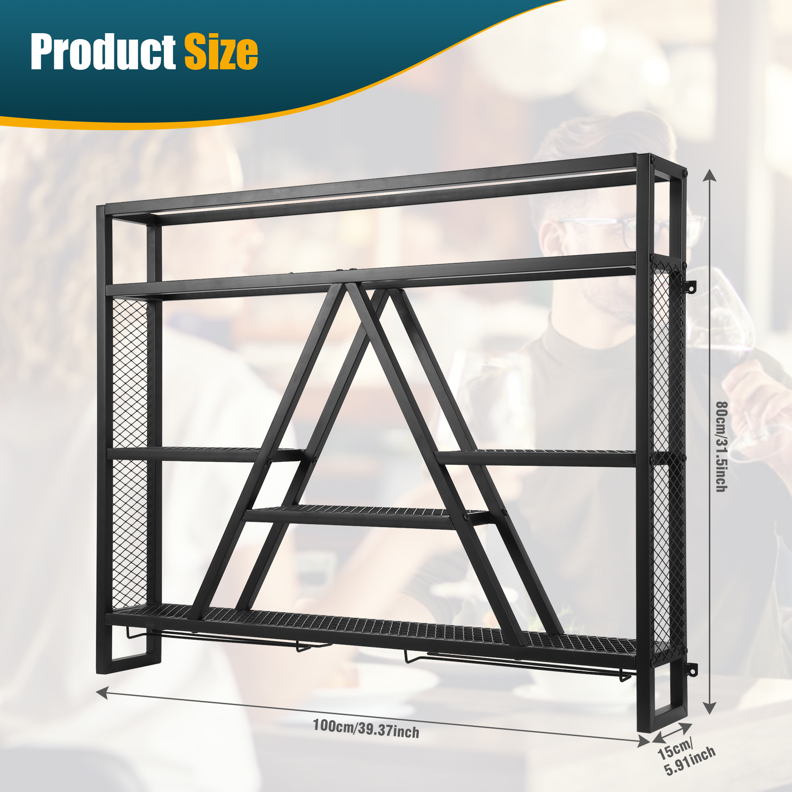 Metal Bottle & Glass Holder Mu - Home Bar Shelf のレビューと価格