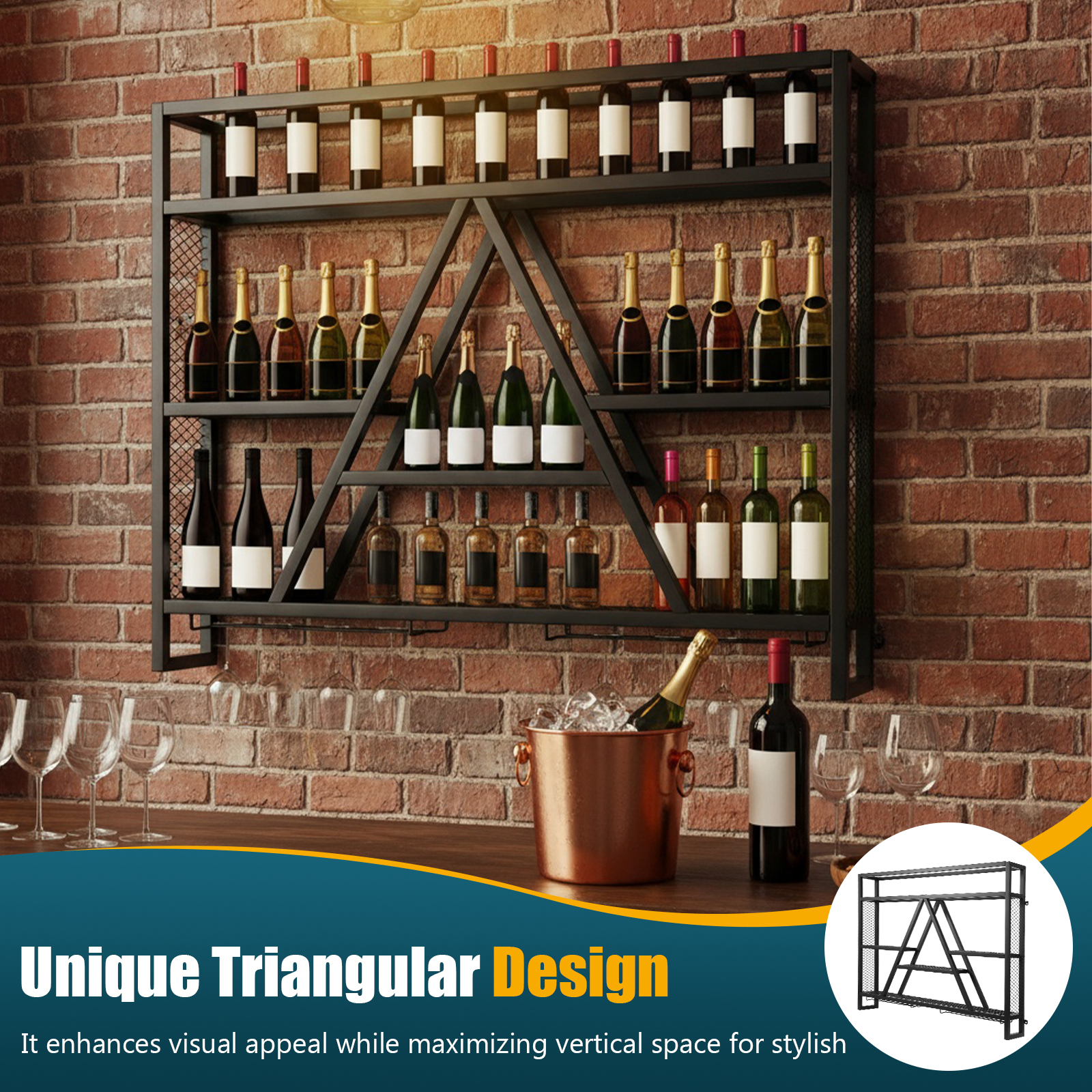 Metal Bottle & Glass Holder Mu - Home Bar Shelf のレビューと価格