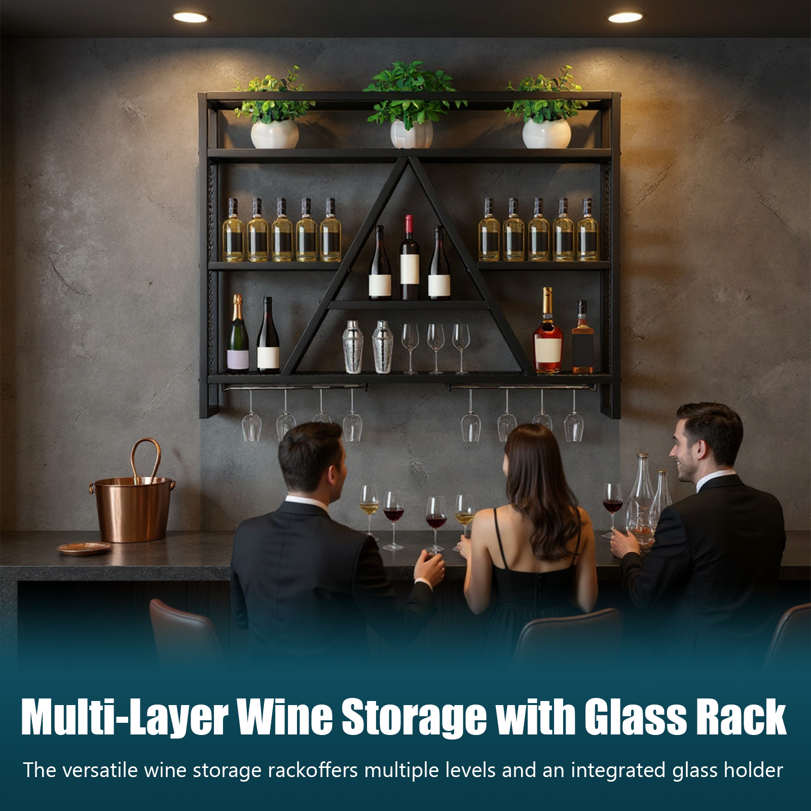 Metal Bottle & Glass Holder Mu - Home Bar Shelf のレビューと価格