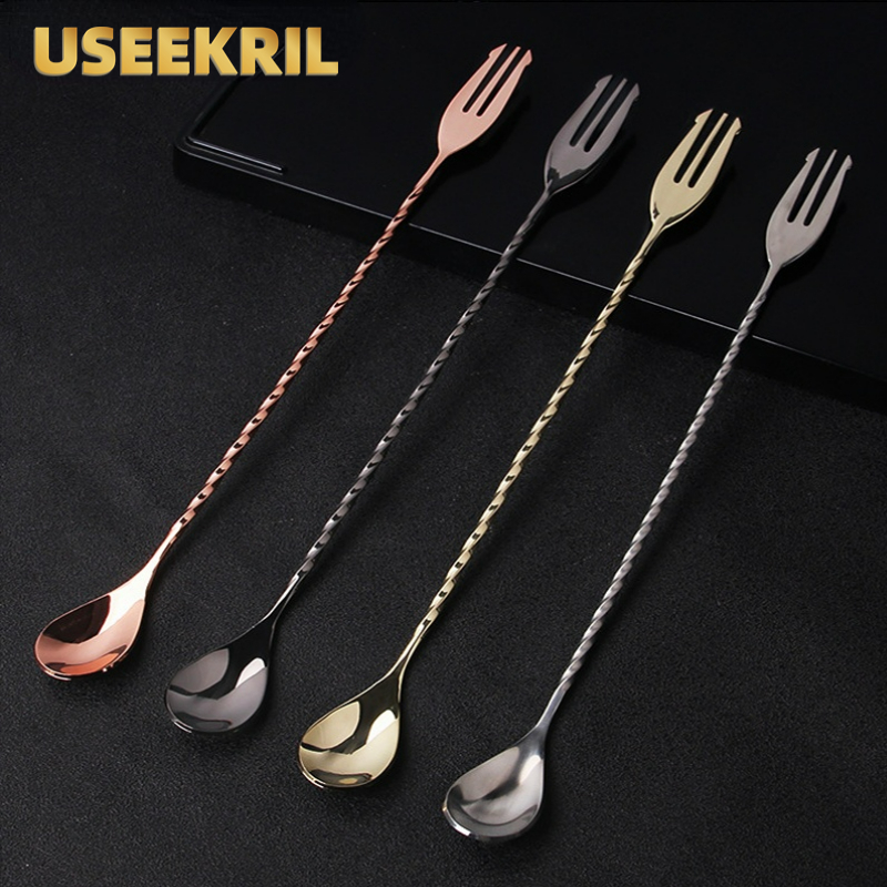 30 40 50cm Bar Spoon With Fork - Bar Spoon Twisted のレビューと価格