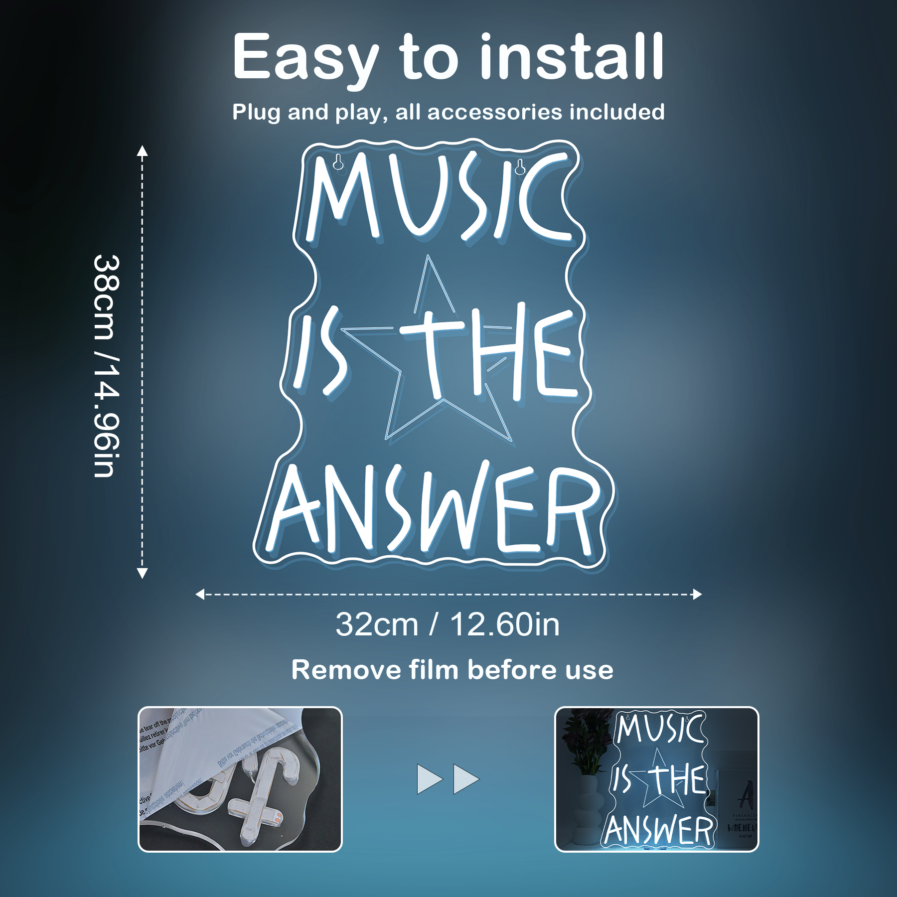 Music Is The Answer Neon Sign  - Home Bar Word のレビューと価格