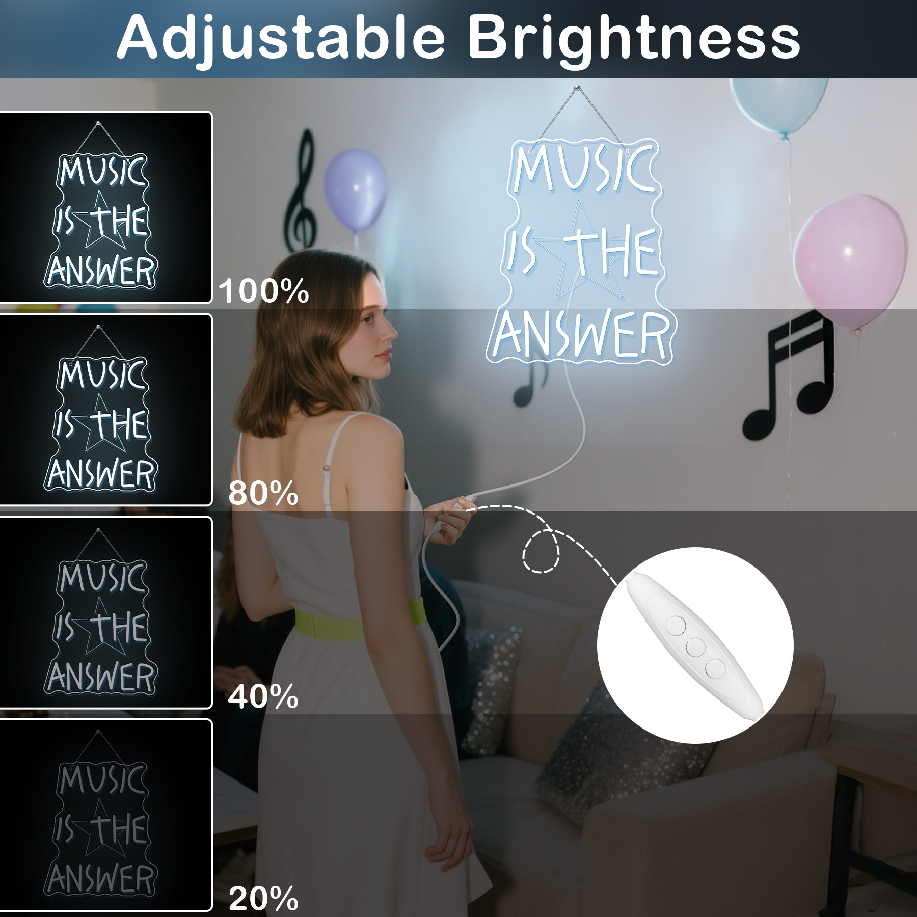 Music Is The Answer Neon Sign  - Home Bar Word のレビューと価格