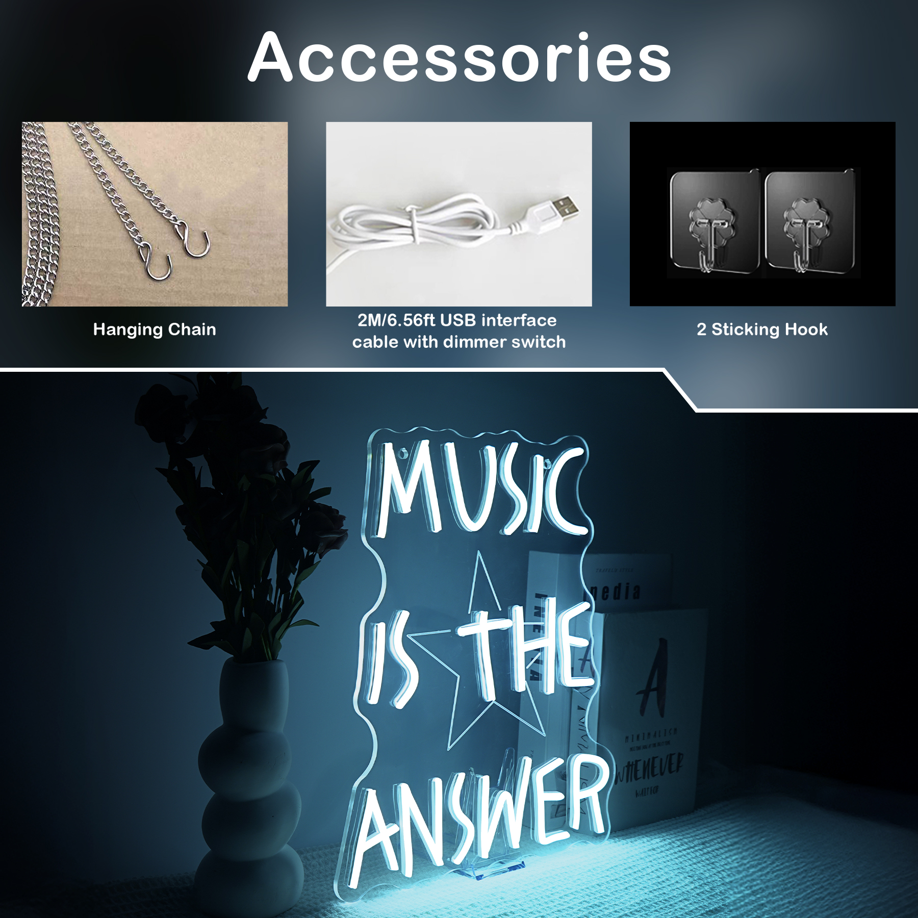 Music Is The Answer Neon Sign  - Home Bar Word のレビューと価格