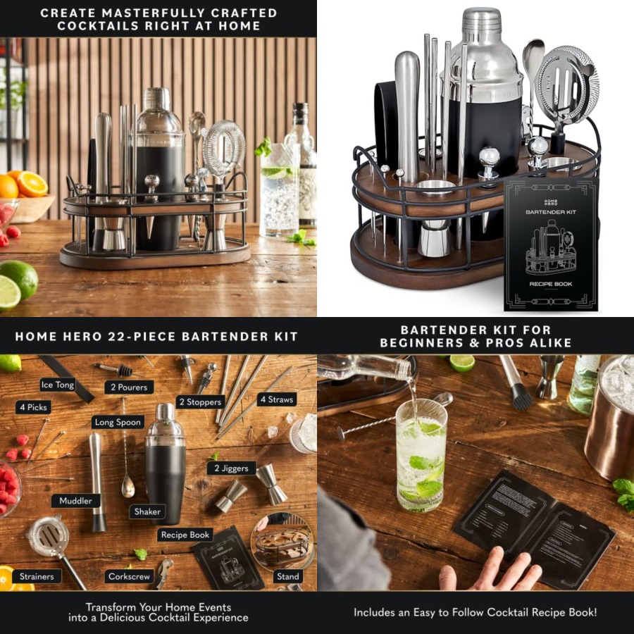 Bartender Kit - 22-Piece Cockt - Cocktail Recipe Book のレビューと価格