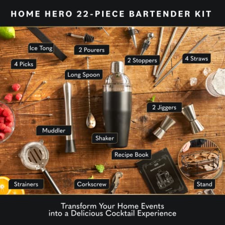 Bartender Kit - 22-Piece Cockt - Cocktail Recipe Book のレビューと価格