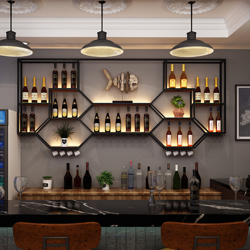 Metal Shelves Wine Cabinet Liv - Home Bar Shelf のレビューと価格